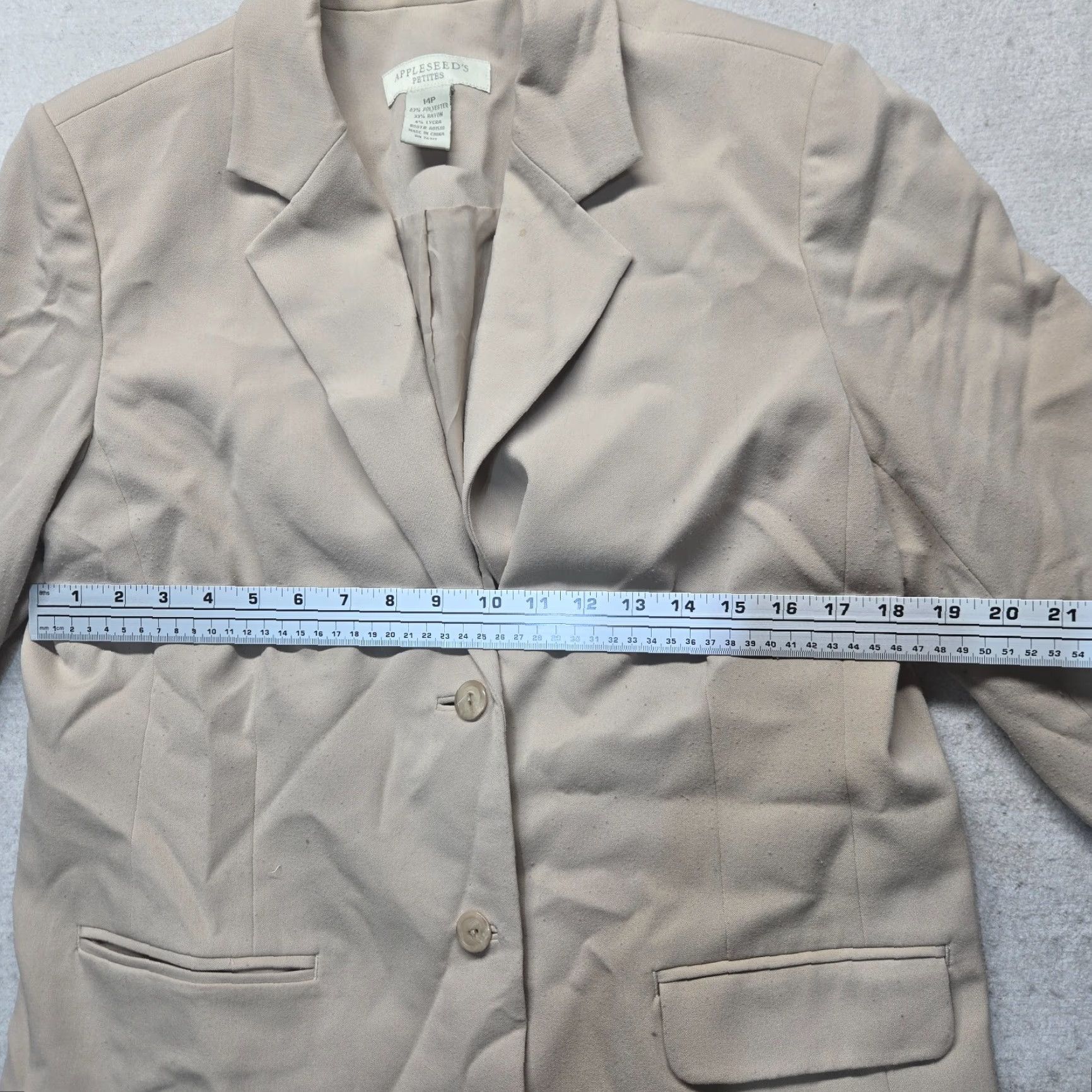 Vintage Appleseed's Jacket Women 14P Petite Tan Beige Coat Short 3/4 Sleeve Business Casual Brown Cotton Blend Lining Polyester Vintage No Size XL / US 12-14 / IT 48-50 - 5 Thumbnail