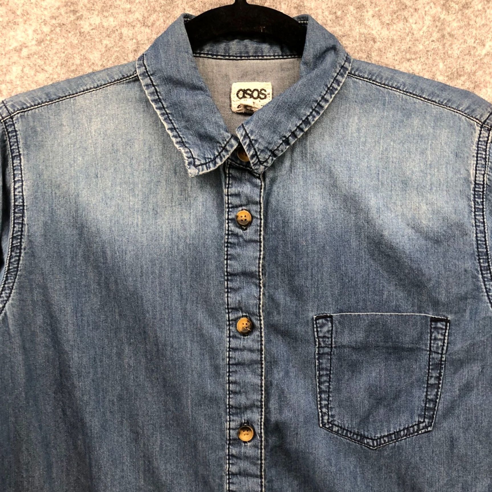 Asos ASOS Chambray Button-Up Shirt Womens Size 6 Blue Long Sleeve Casual Lightweight Denim Western Size M / US 6-8 / IT 42-44 - 3 Thumbnail