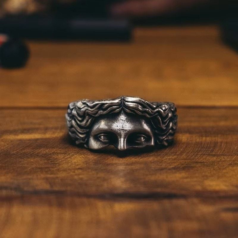 Other Vintage-Style Jesus Head Metal Ring - Size 10 Cosplay Size ONE SIZE - 5 Thumbnail