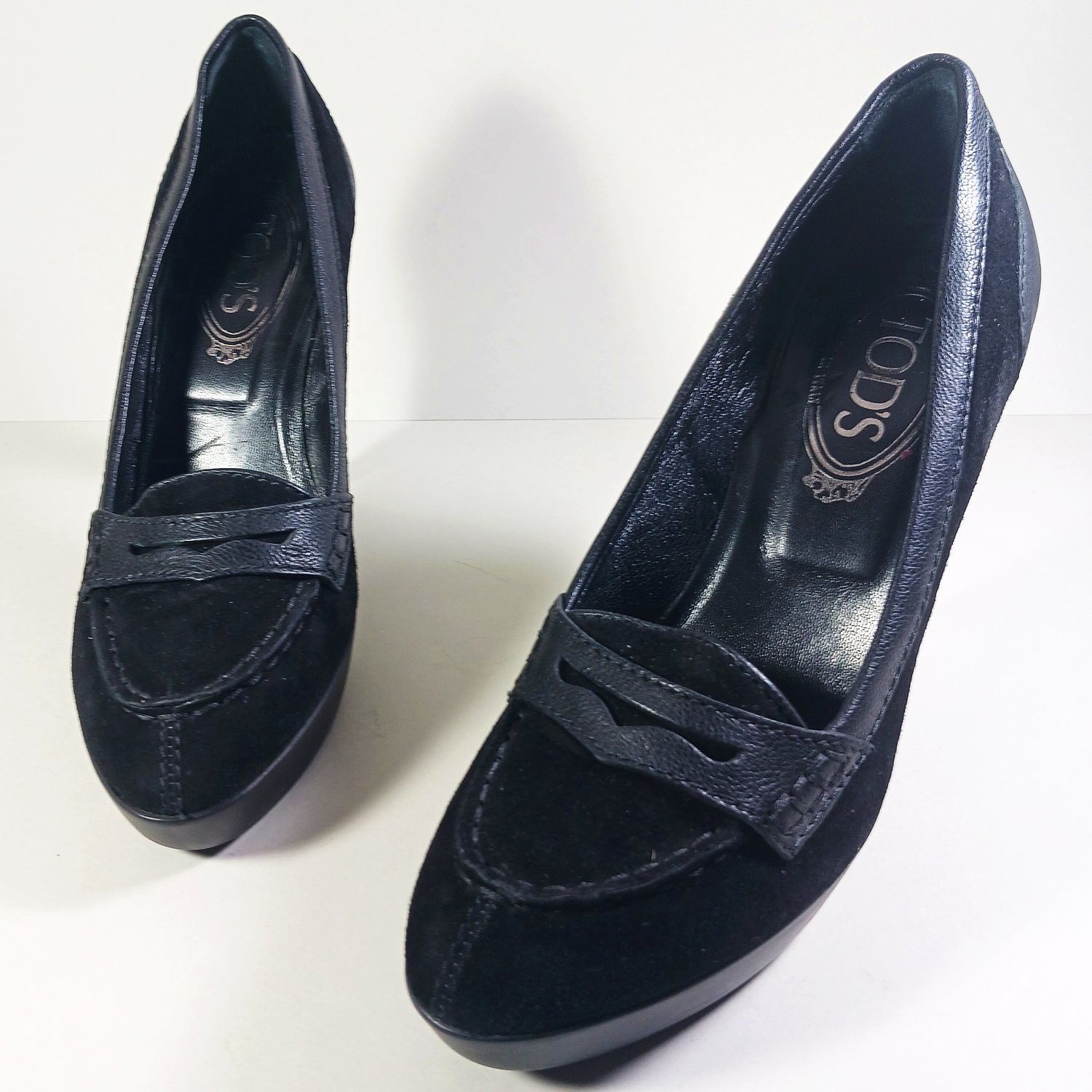 Tod's Tod's Black Suede/Leather Size 36 1/2 High Heel Pumps Size US 6.5 / IT 36.5 - 9 Thumbnail