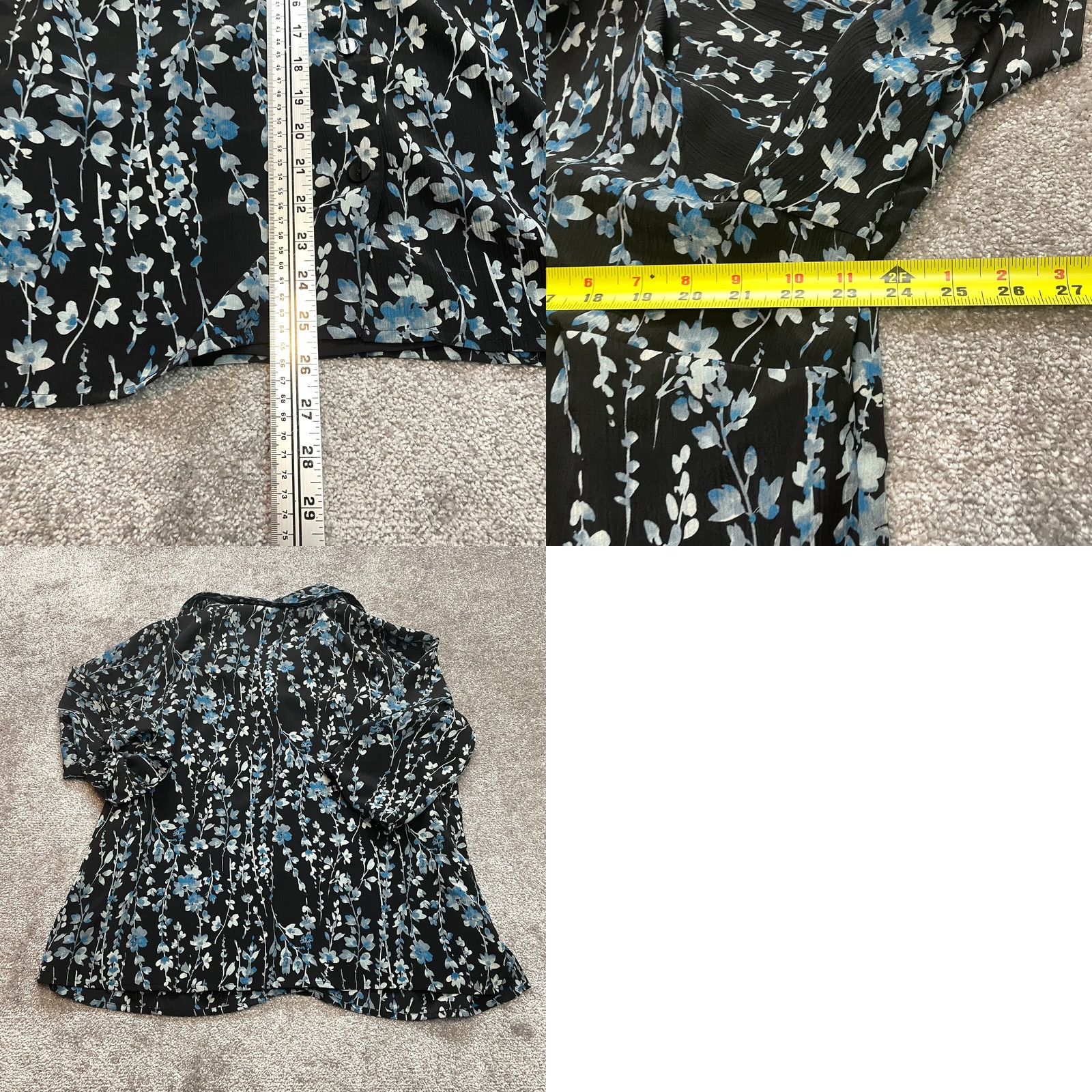 Vintage JMS Just My Size Button Up Shirt Womens 2X 18W-20W Black Blue Floral Top Shirt Size XXL / US 16-18 / IT 52-54 - 8 Thumbnail