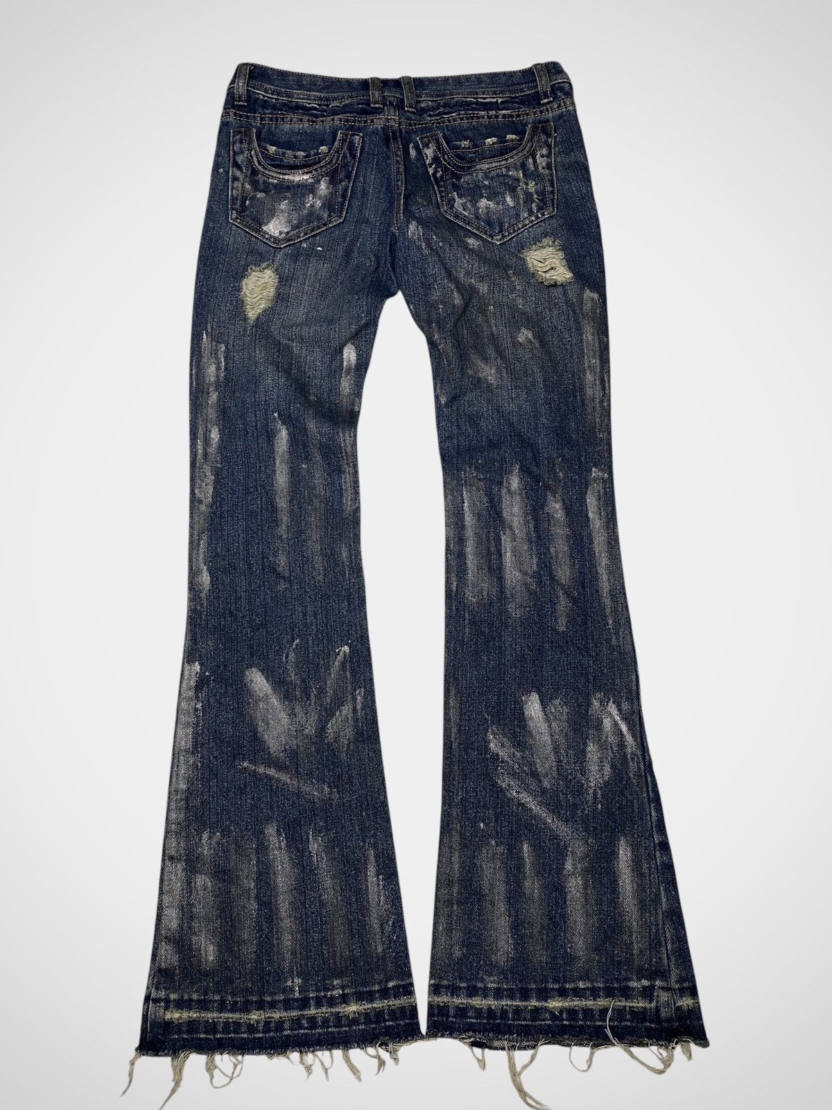 If Six Was Nine 2000's L.A Seawash Waxed Flared Jeans Size US 27 - 2 Thumbnail