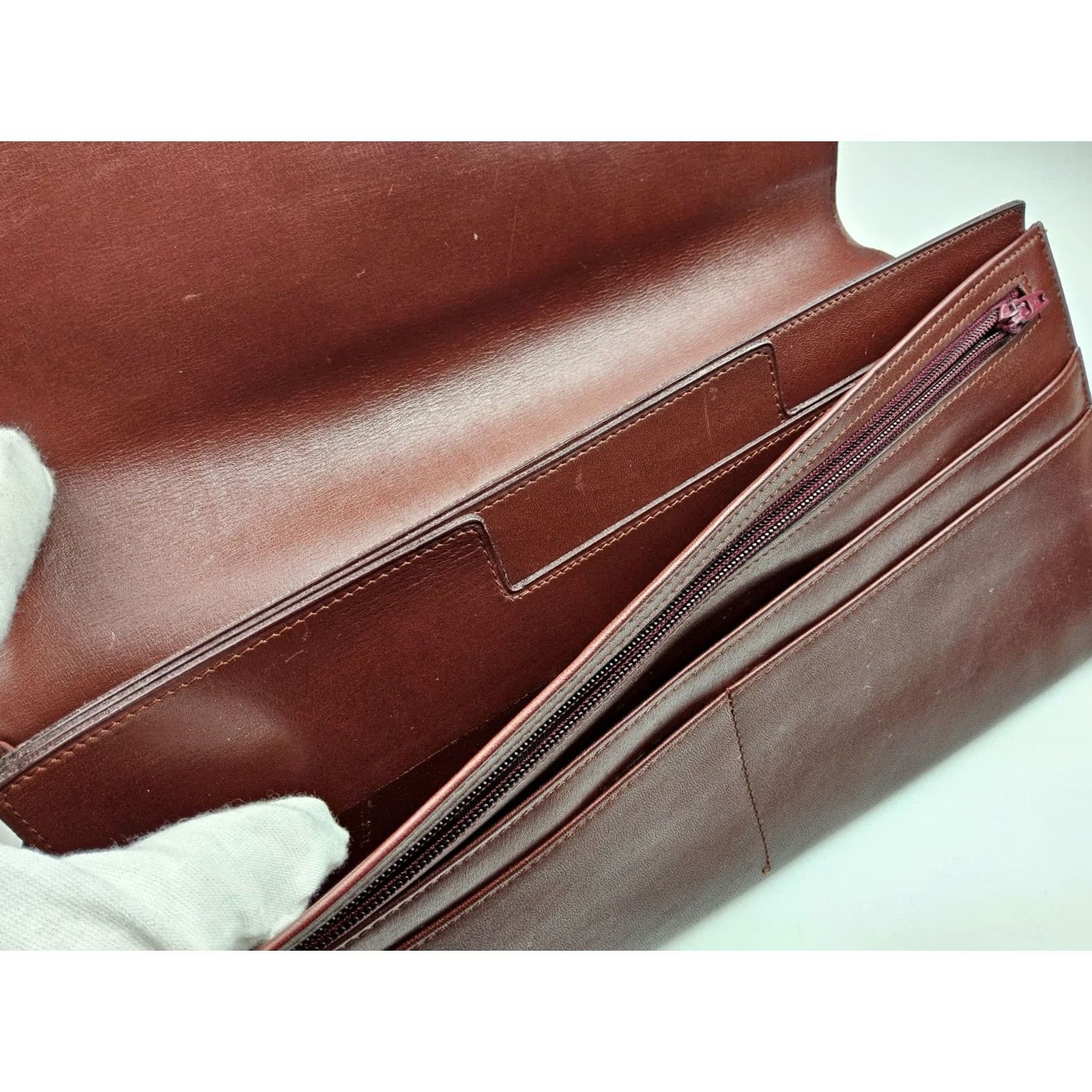 Cartier Cartier Clutch Large Leather Bordeaux Purse Women, Must De Cartier, Bag, Vintage? Size ONE SIZE - 7 Thumbnail