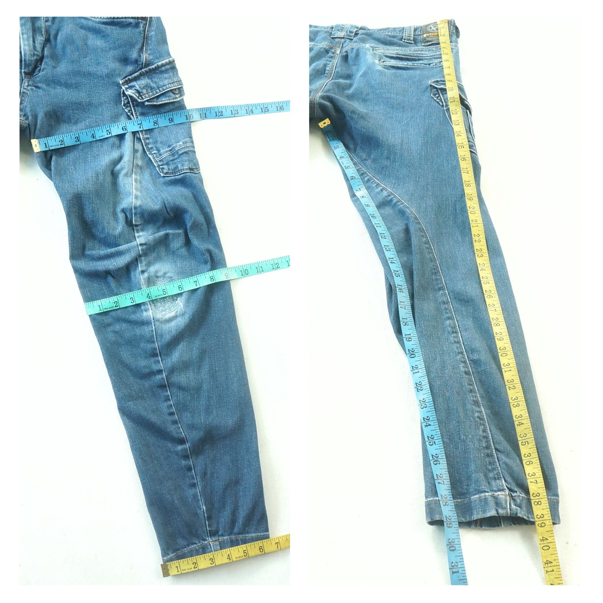 Japanese Brand Evenriver Multi Pockets Curved Front Seam Cargo Jeans Size US 31 - 10 Thumbnail