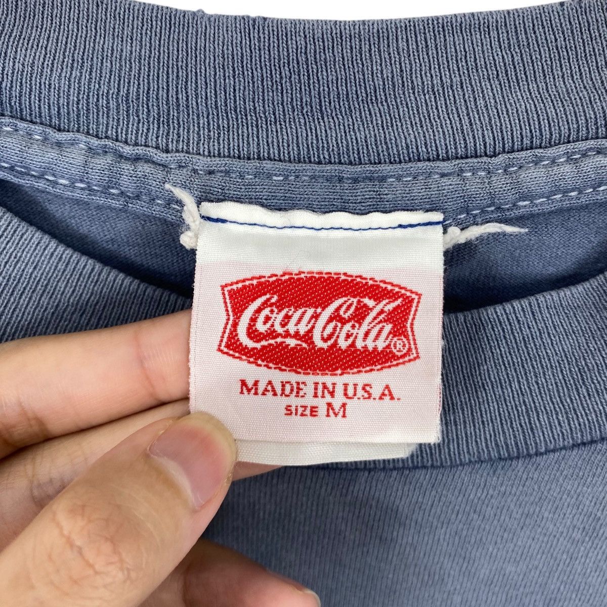 Coca Cola Vintage 90's COCA-COLA Logo Faded Navy Tee Shirt Size US M / EU 48-50 / 2 - 6 Thumbnail