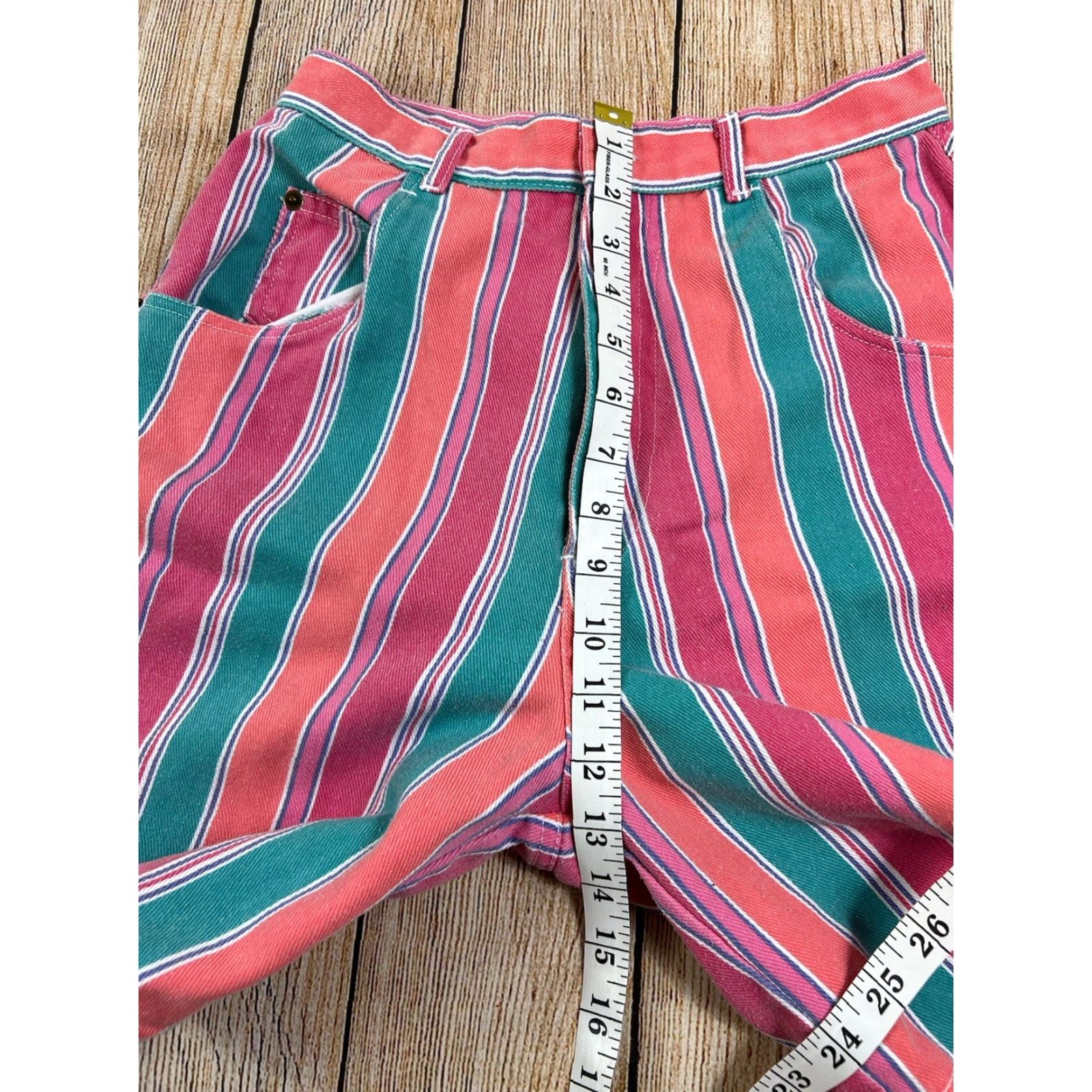 Vintage VINTAGE Pennylane 90s High Waist Shorts Women Regular 12 Pink Striped Denim 100% Cotton Mom Style 90s Casual Size 34" / US 12 / IT 48 - 5 Thumbnail