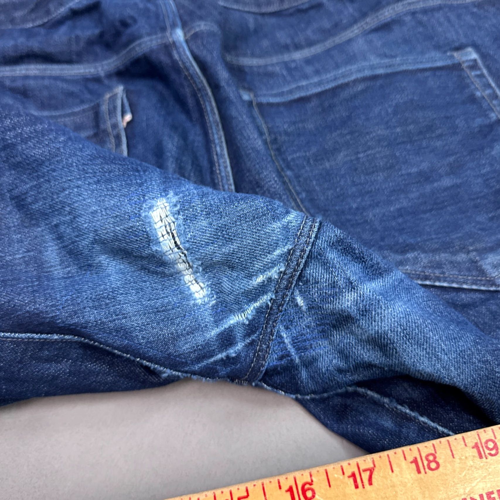 Levi's VINTAGE Levi's 3x1 Jeans Mens 34x34 Denim Dark Selvedge 5-Pocket Distressed 34 in Inseam Mens Regular Dark Wash Jeans Size US 34 / EU 50 - 7 Thumbnail