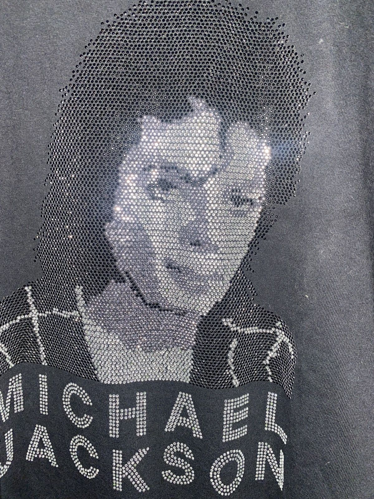 Michael Jackson Black Michael Jackson Portrait Tee, Rhinestone Collage, Used Size US XL / EU 56 / 4 - 1 Thumbnail
