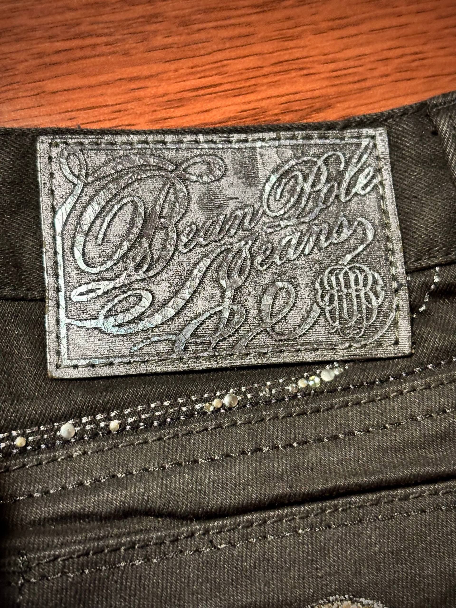 Rock & Republic Vintage Y2K Designer Blackout Rhinestone Flare Denim Pants Size 30" / US 8 / IT 44 - 5 Thumbnail