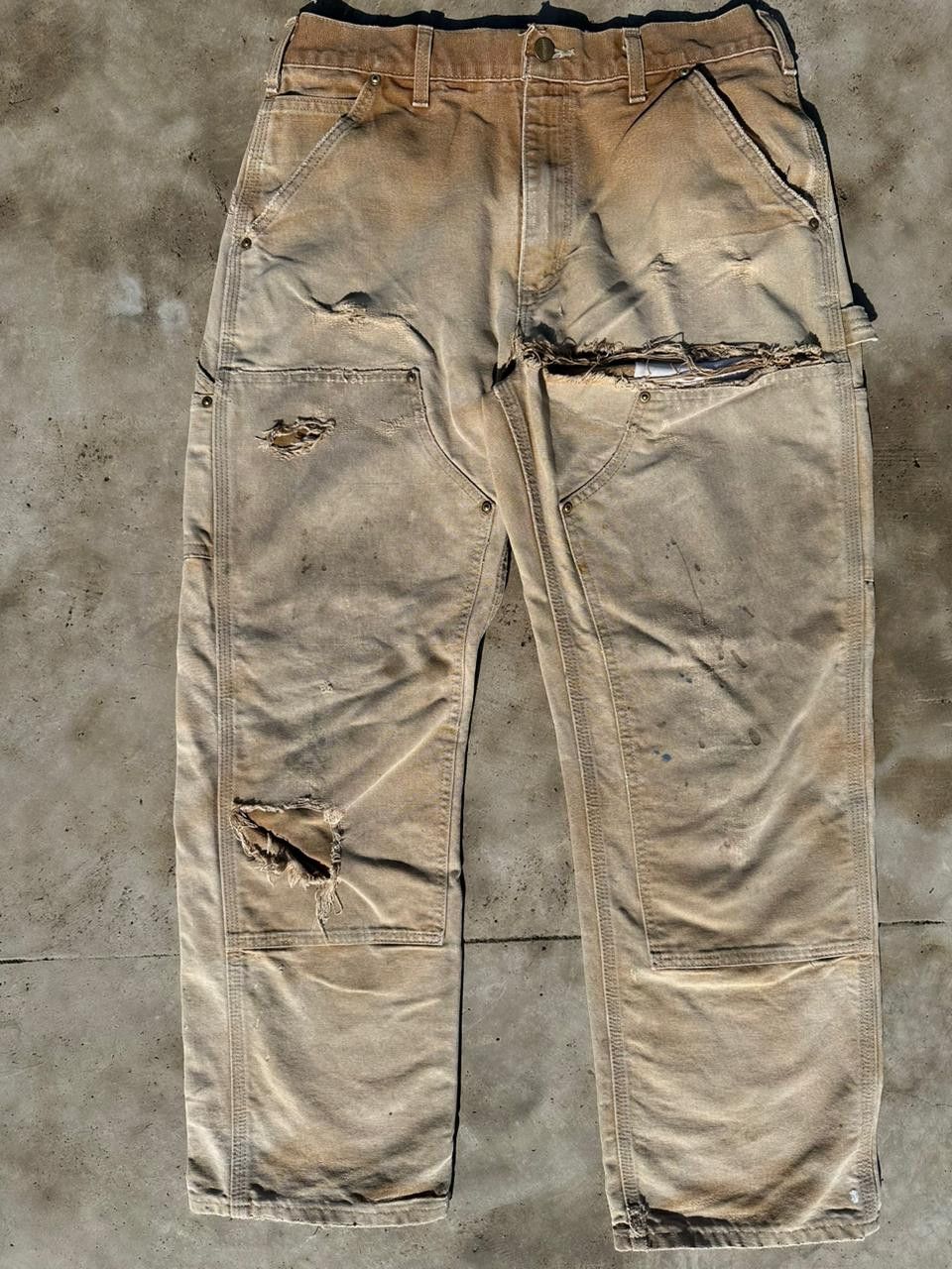 image of Carhartt Double Knee Workwear Pants B01 Brn in Tan, Men's (Size 32)
