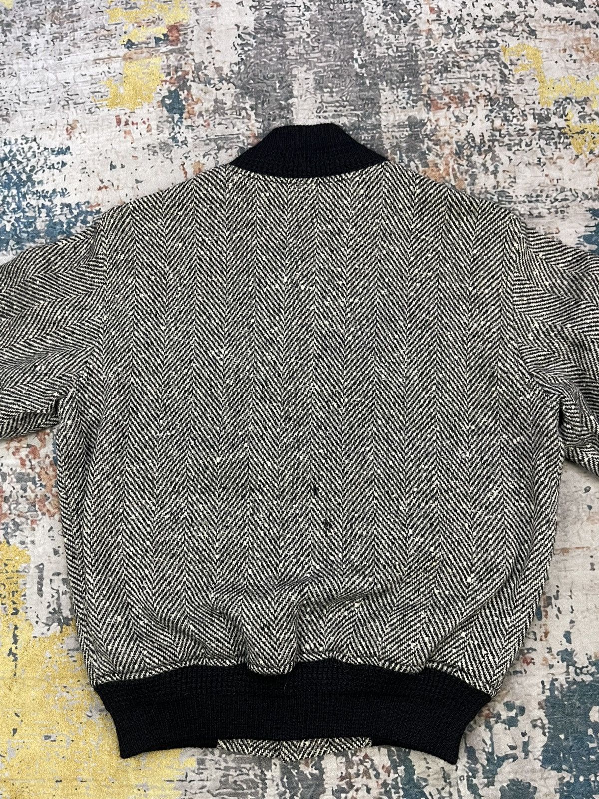 Van Vtg Van Herringbone Tweed Wool Bomber Jacket Size US XS / EU 42 / 0 - 2 Thumbnail