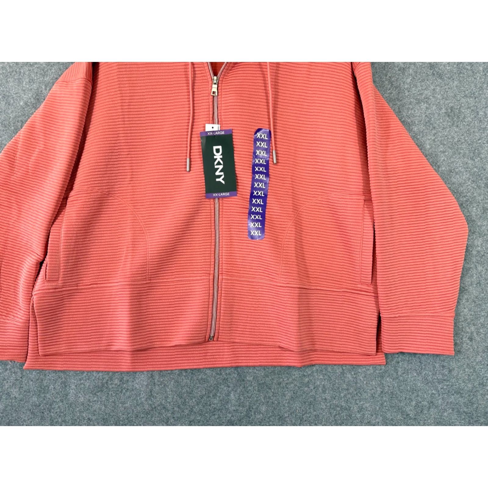 DKNY DKNY Ottoman Full Zip Hoodie Womens 2XL Faded Rose Ribbed Drawstring Outdoor NWT Shirt, Hoodie, DKNY, Women's, 2XL, Pink, Olive? Size XXL / US 16-18 / IT 52-54 - 3 Thumbnail