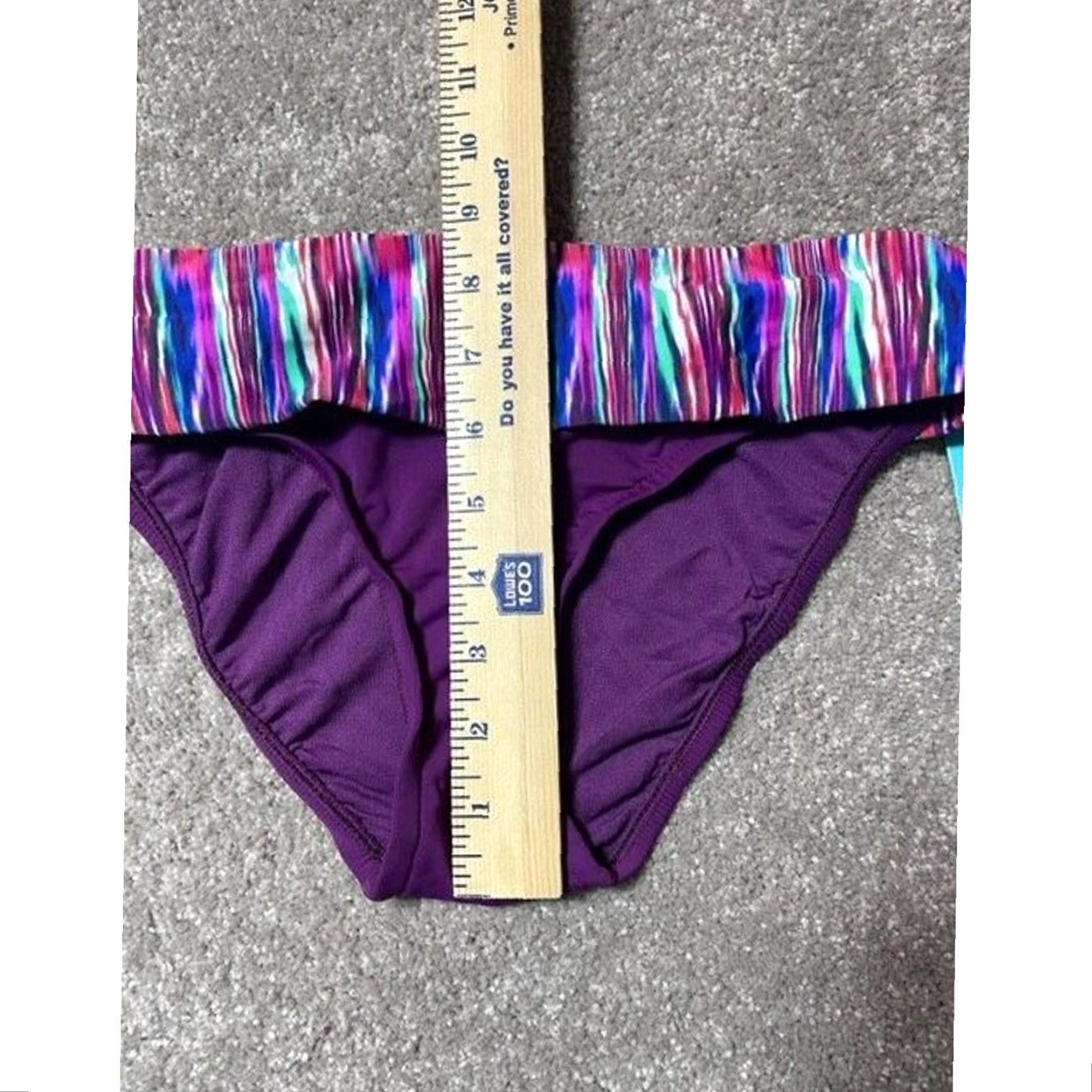 Vintage Sunsets Bikini Bottom M Boho Chic Festival Retro 90s Y2K Fold-Over Waist Purple Women Bottom Mens? Size 32" / US 10 / IT 46 - 5 Thumbnail