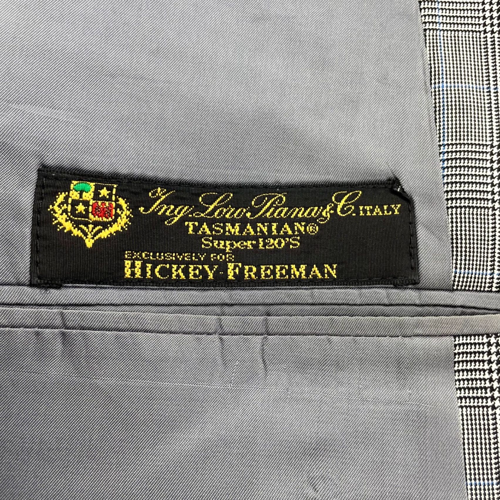Vintage Hickey Freeman Blazer Jacket Men Two Button 48 Regular Wool Plaid Gray/Blue Boardroom Notch Lapel Mens Size 48R - 7 Thumbnail