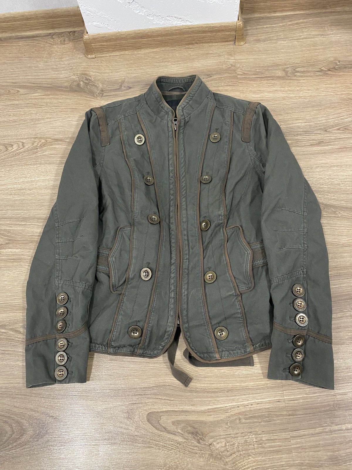 Hedi Slimane Vintage military olive green Napoleon Jacket Balmain Style Size XL / US 12-14 / IT 48-50 - 1 Thumbnail