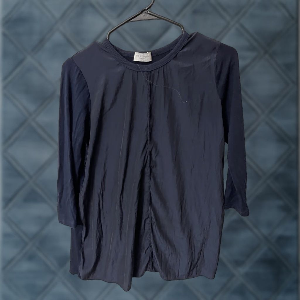 Vintage Lola & Sophie Blouse Size Small Navy Blue Polyester Pullover Formal Women Size S / US 4 / IT 40 - 1 Thumbnail