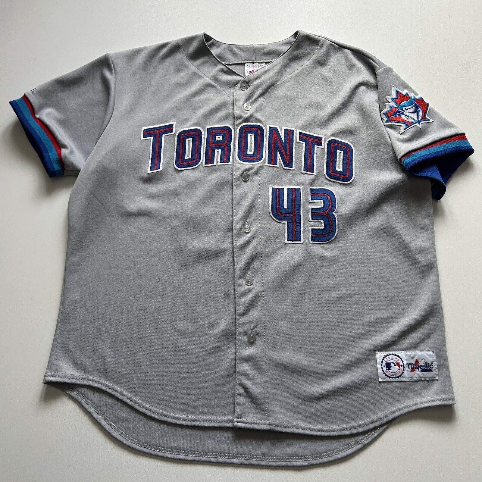 Vintage 90s Toronto Blue Jays #43 Mondesi MLB Jersey XL Rare