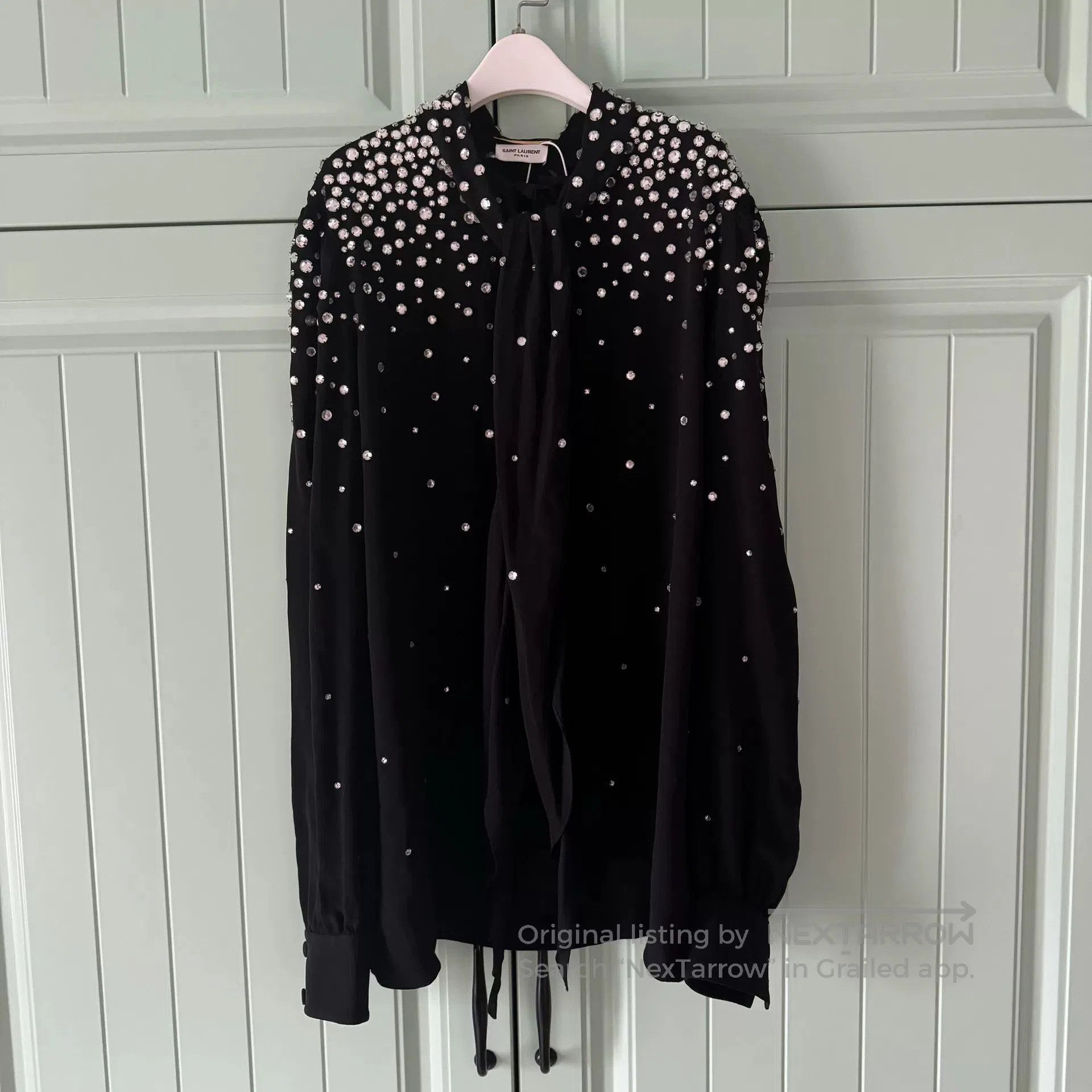 Saint Laurent Paris Saint Laurent Black Rhinestone Shirt. Size S / US 4 / IT 40 - 1 Thumbnail
