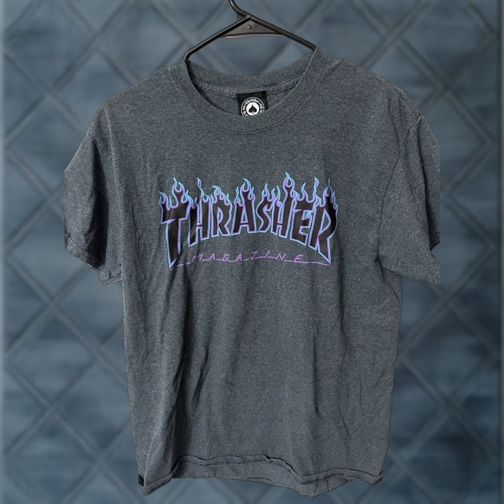 Thrasher VINTAGE Thrasher Shirt Men Medium Gray Blue Crew Neck Graphic Print 90s Skater Mens Size US M / EU 48-50 / 2 - 1 Thumbnail