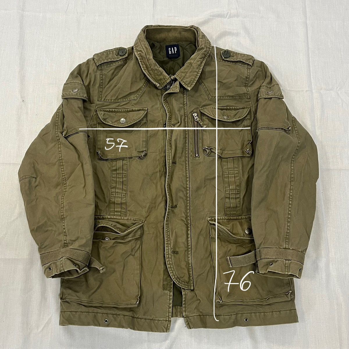 Khaki green Gap military jacket multi pockets militaryjacket