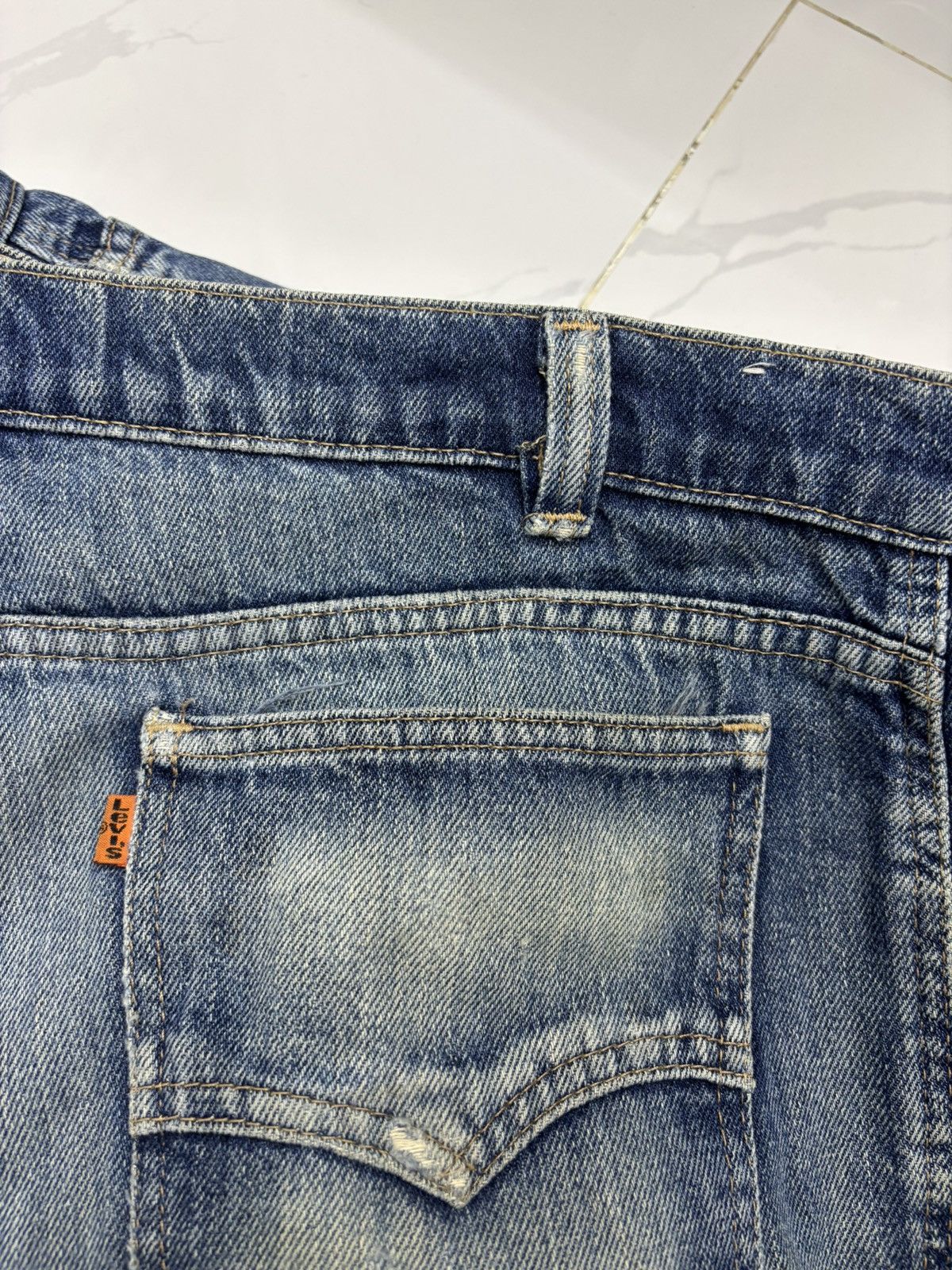 Levi's 🔥VINTAGE LEVIS ORANGE TAB WIDE JEANS DISTRESSED DENIM Size US 34 / EU 50 - 10 Thumbnail