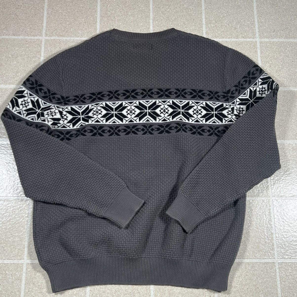 John Bartlett × Vintage John Bartlett Sweater Black Icelandic Snowflake Knit Pattern Size US L / EU 52-54 / 3 - 3 Thumbnail