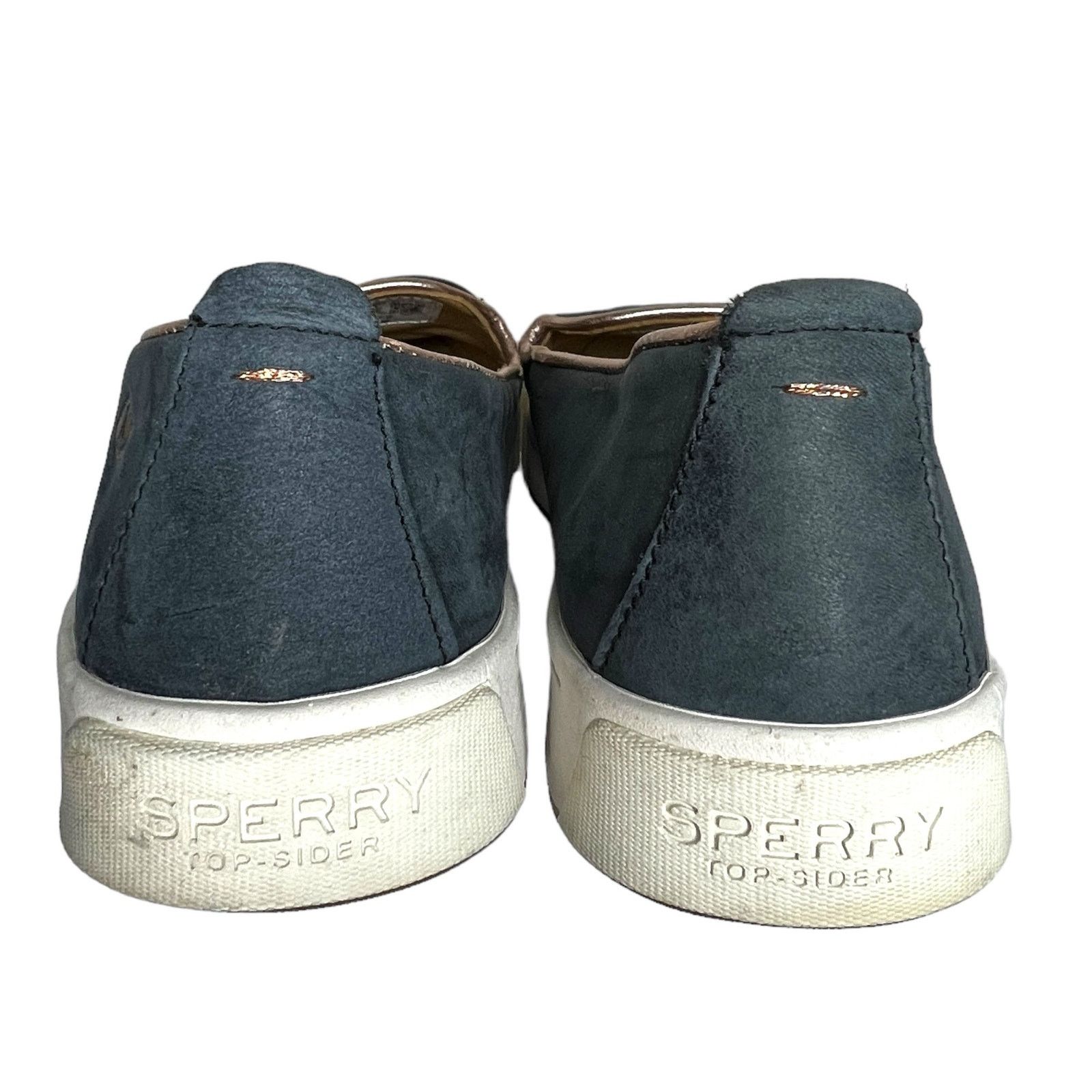 Sperry Black Leather Anchor Plushwave Gold Cup Slip-On Casual Shoes Size US 8 / IT 38 - 9 Thumbnail