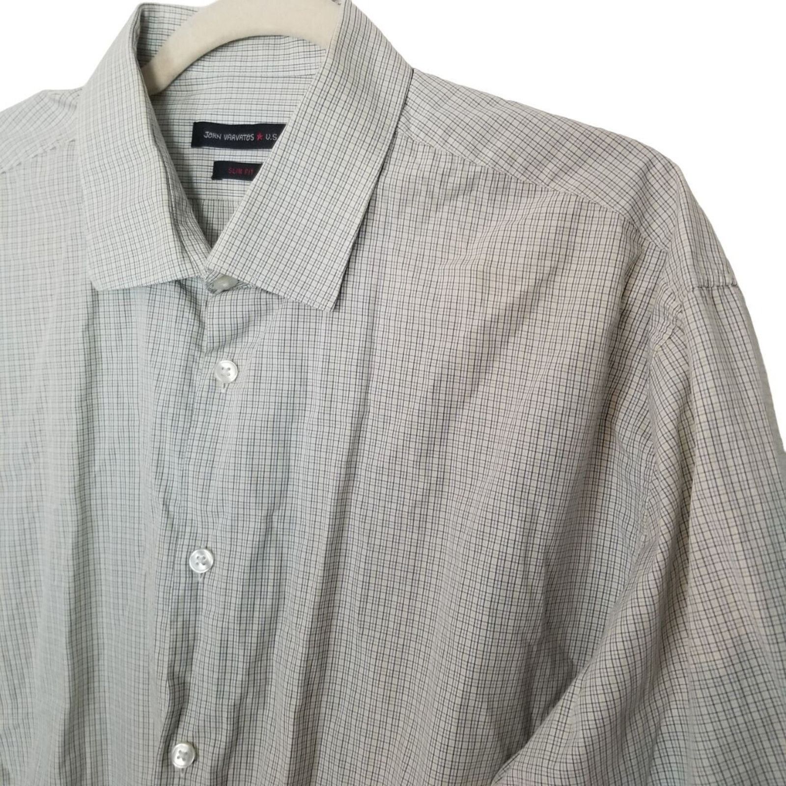 John Varvatos John Varvatos Mens Plaid Dress Shirt 32/33 Designer Career Size US XXL / EU 58 / 5 - 5 Thumbnail