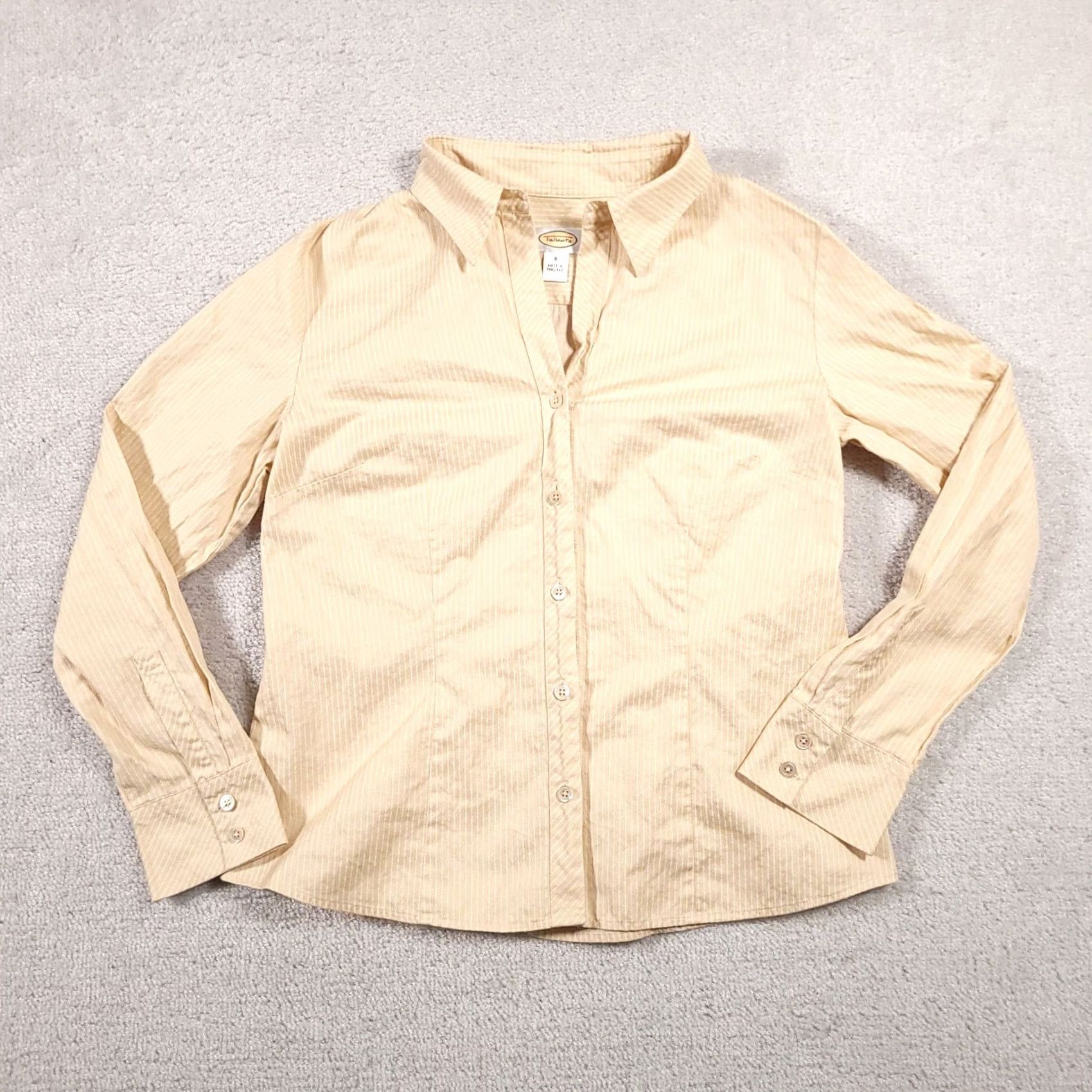 Talbots Talbots Button-Up Shirt Women's Size 8 Wrinkle Resistant Herringbone Long Sleeve Beige Regular Mens? Women? (note: correct ending) Size M / US 6-8 / IT 42-44 - 2 Thumbnail