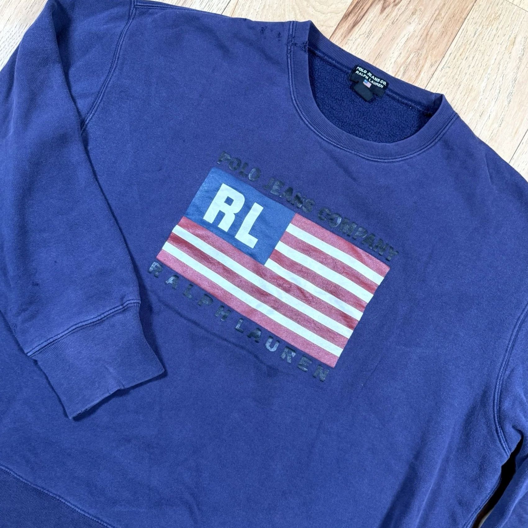 Ralph Lauren VTG Ralph Lauren Polo Jeans Co Sweatshirt Mens XL USA Flag Multicolor Pullover Sweater Mens Size US XL / EU 56 / 4 - 2 Thumbnail