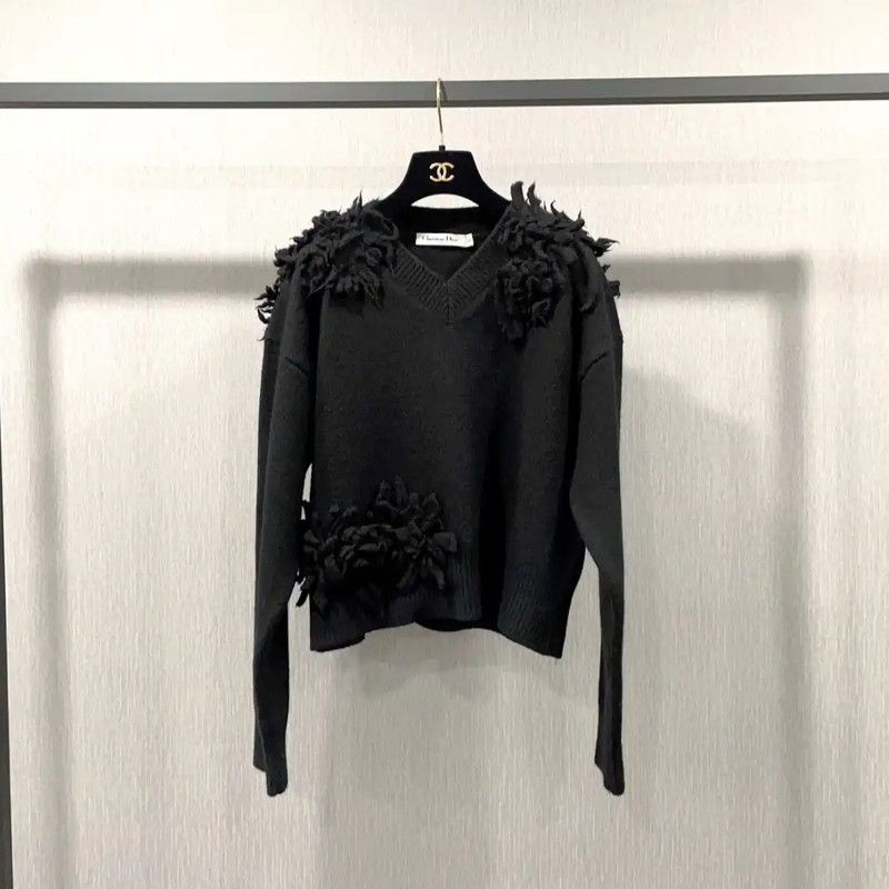 Dior Dior Black Wool Blend Long Sleeve Pullover 0089 Size S / US 4 / IT 40 - 1 Thumbnail