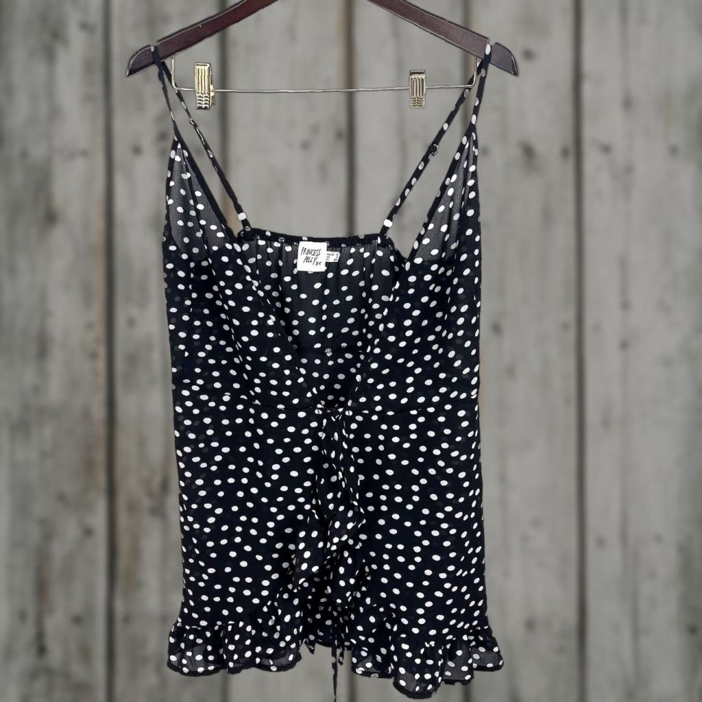 PRINCESS POLLY Princess Polly My Jewel Mini Dress Womens 4 Wrap Ruffle Polka Dot y2k 90s Slip Dress Bohemian 90s Womens Size S / US 4 / IT 40 - 1 Thumbnail
