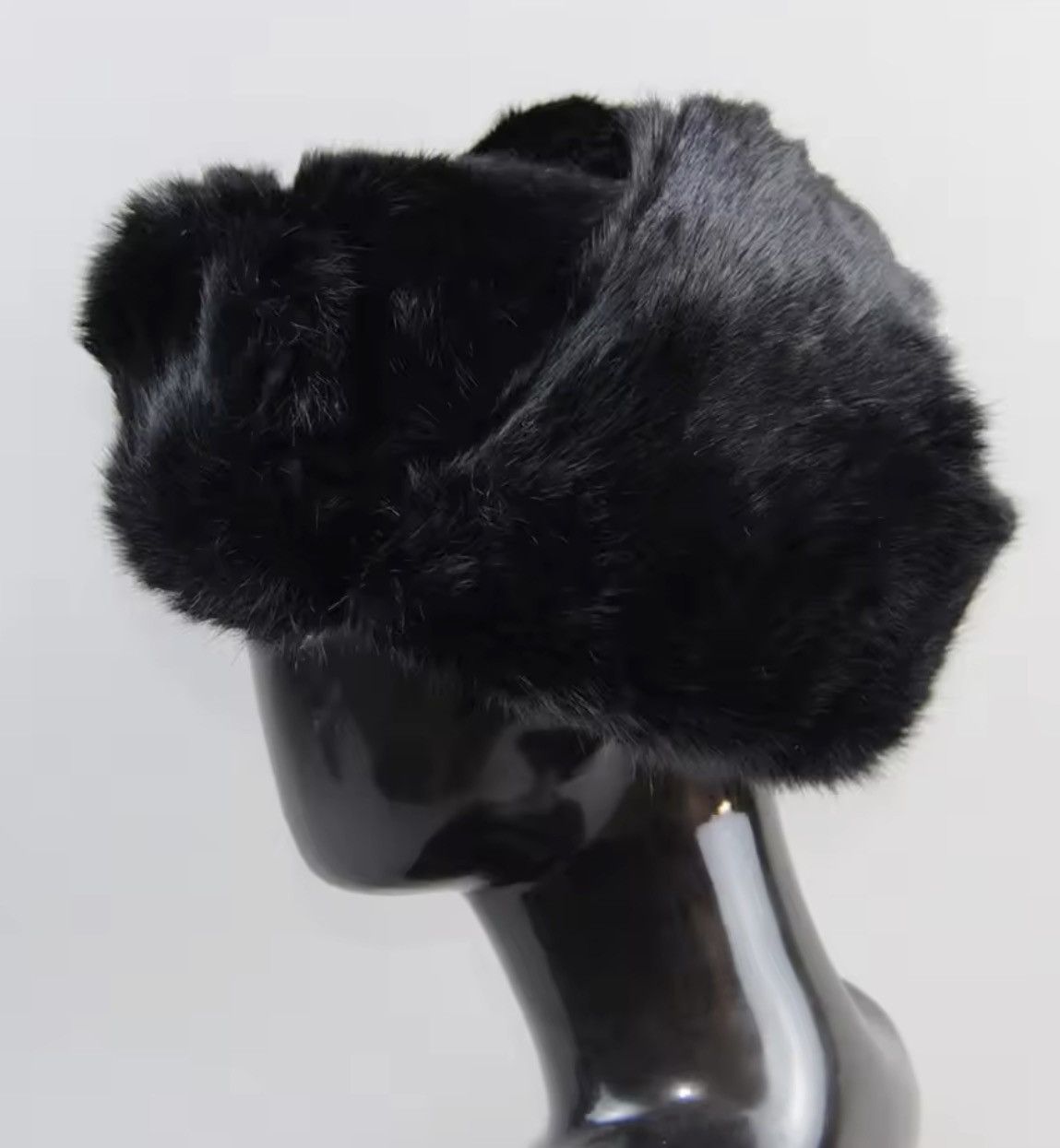 Japanese Brand Size M Luxury Black Rabbit Fur Trapper Hat – Unisex Winter Size ONE SIZE - 6 Thumbnail