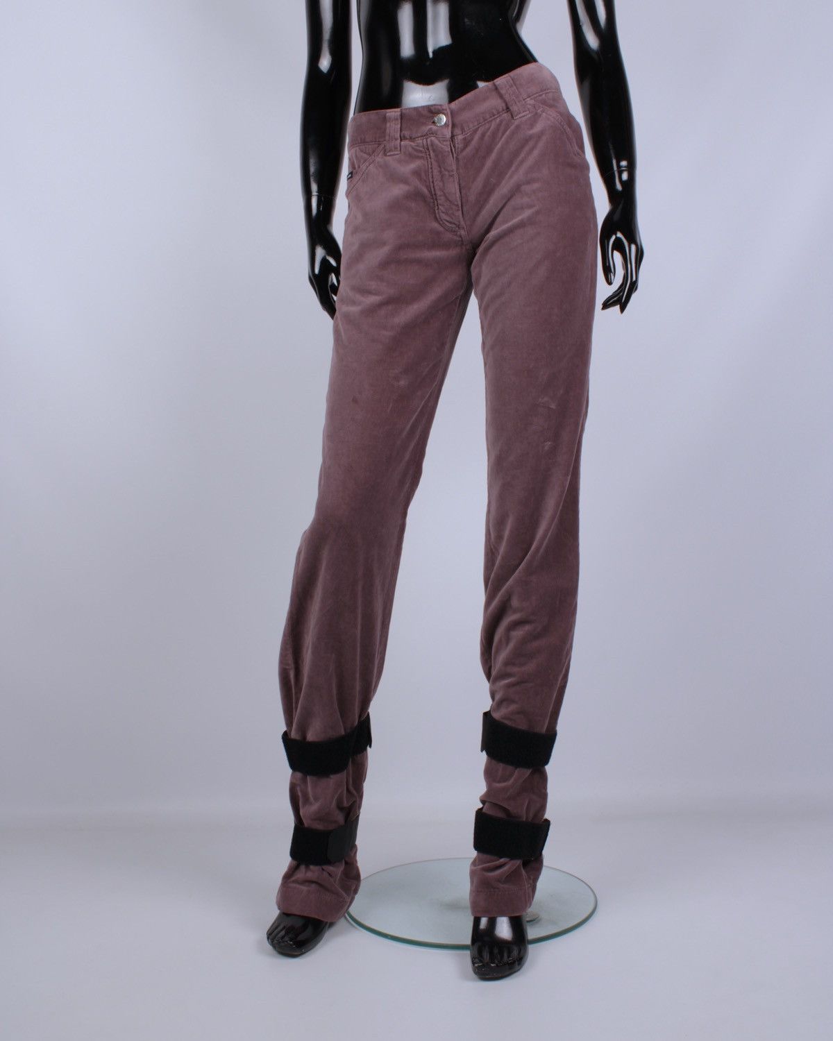Dolce & Gabbana × Vintage Dolce Gabbana Runway 2003 Velvet Velour Bondage Womens Pants Size 27" / US 4 / IT 40 - 1 Thumbnail