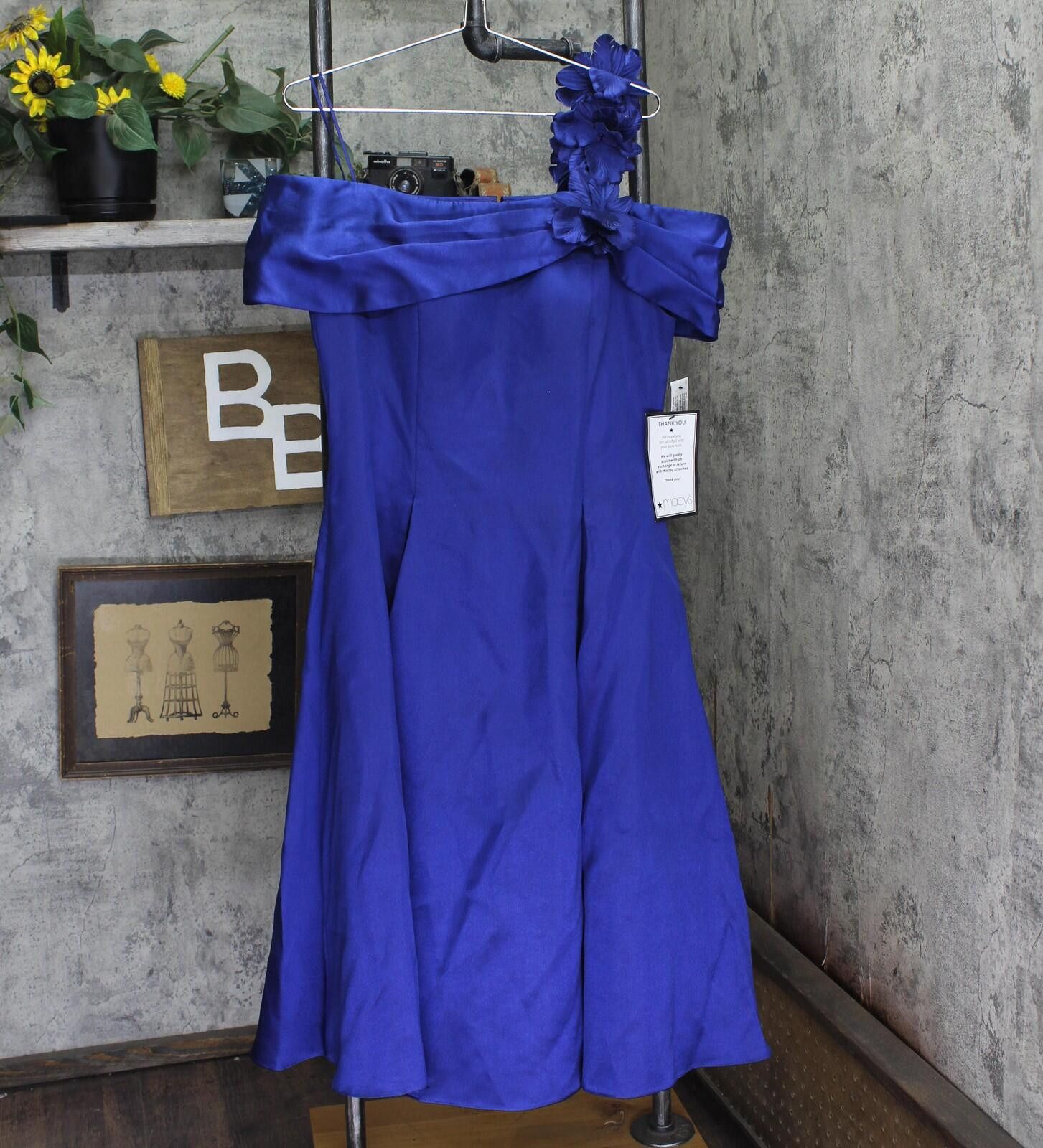 Other Nwt Alex Evenings Off Sleeve Midi Dress Bright Royal Blue 12 Size XL / US 12-14 / IT 48-50 - 1 Thumbnail