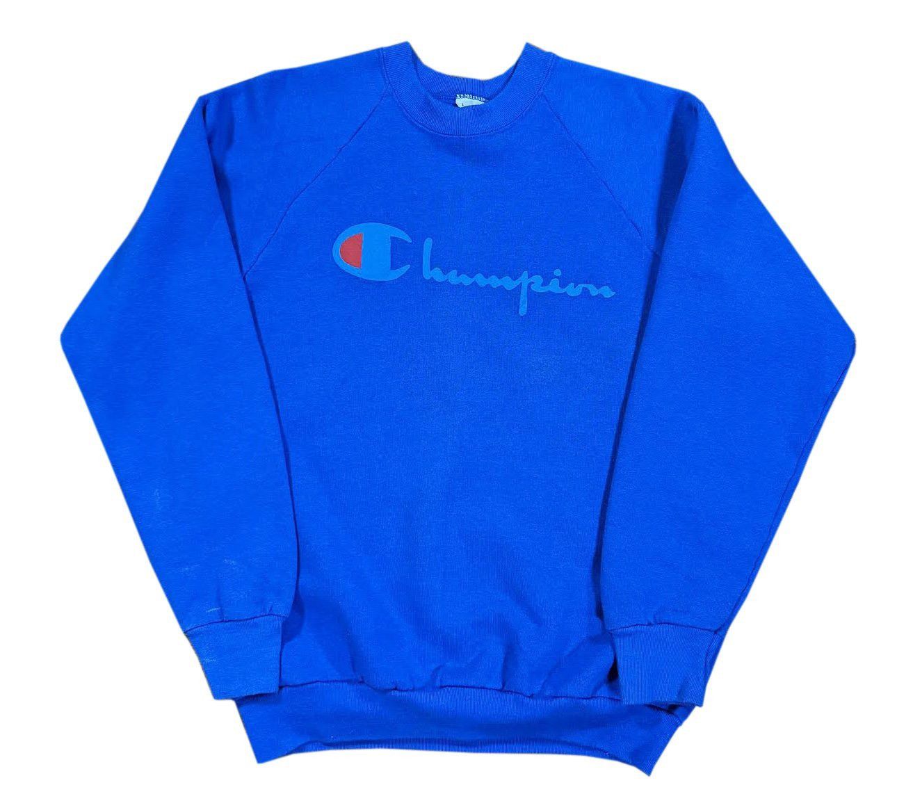 Champion Vintage Bootleg Champion Blue Spell Out Sweatshirt (Size L) Size US L / EU 52-54 / 3 - 1 Thumbnail