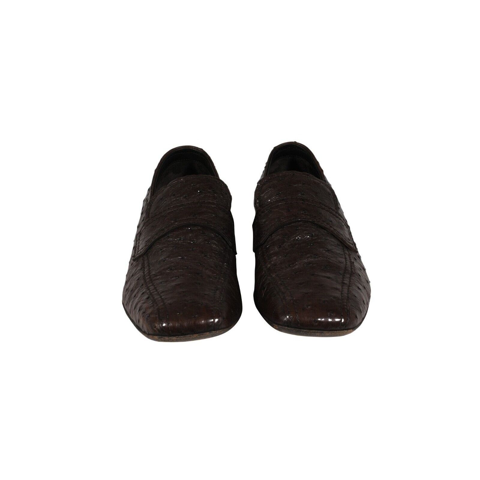 Prada Penny Loafers Brown Ostrich Leather Slip On - 02476 Size US 8 / EU 41 - 12 Thumbnail