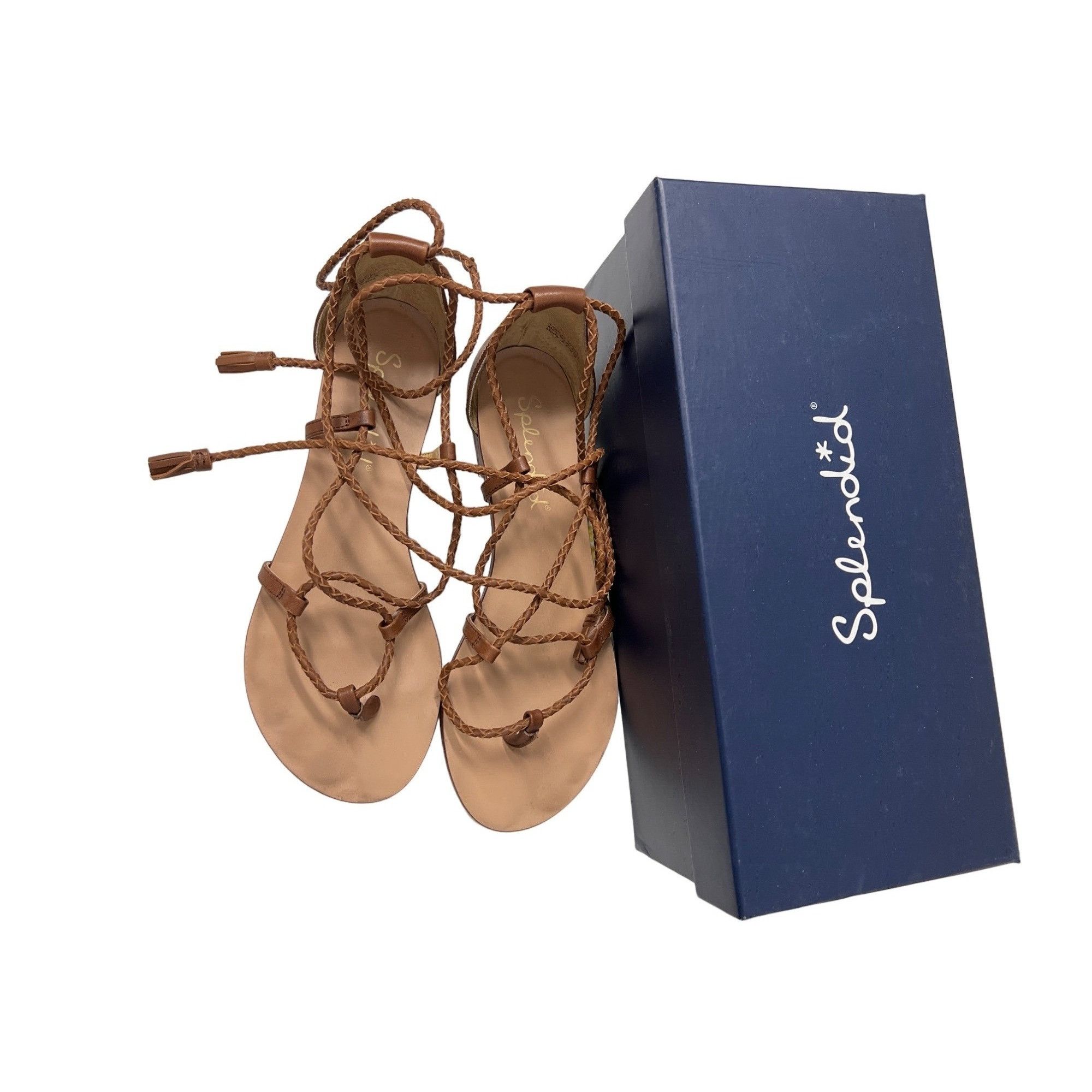 Splendid Splendid Cora Sandals Brown Braided Lace-Up Size US 7 / IT 37 - 1 Thumbnail