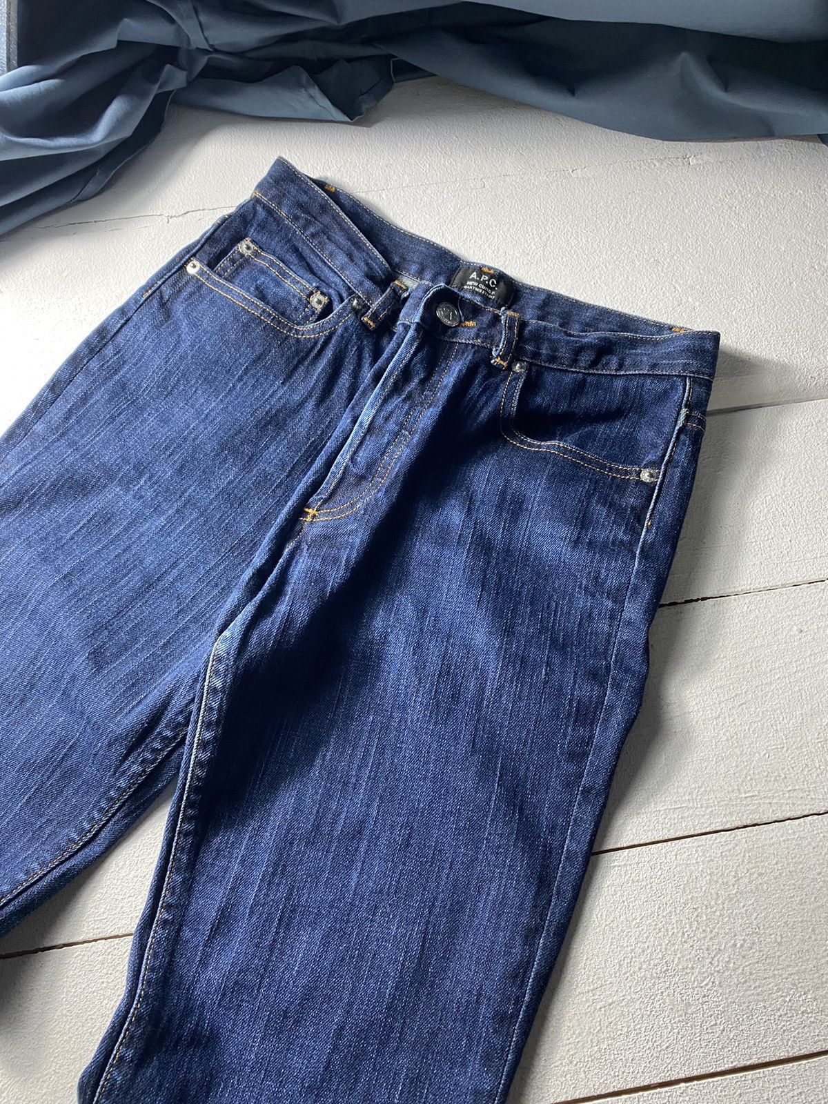 A.P.C. × Designer × Vintage Vintage A.P.C. Blue Designer Skinny Denim Jeans Womens 27 Size 27" / US 4 / IT 40 - 3 Thumbnail