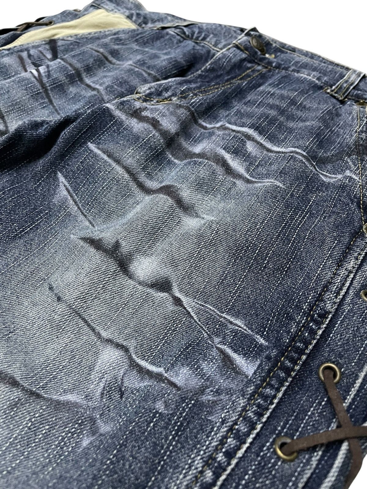 Japanese Brand × Tornado Mart How Hard Jan 40 Paneled Spiral Laces Up Flare Jeans Size US 32 / EU 48 - 8 Thumbnail
