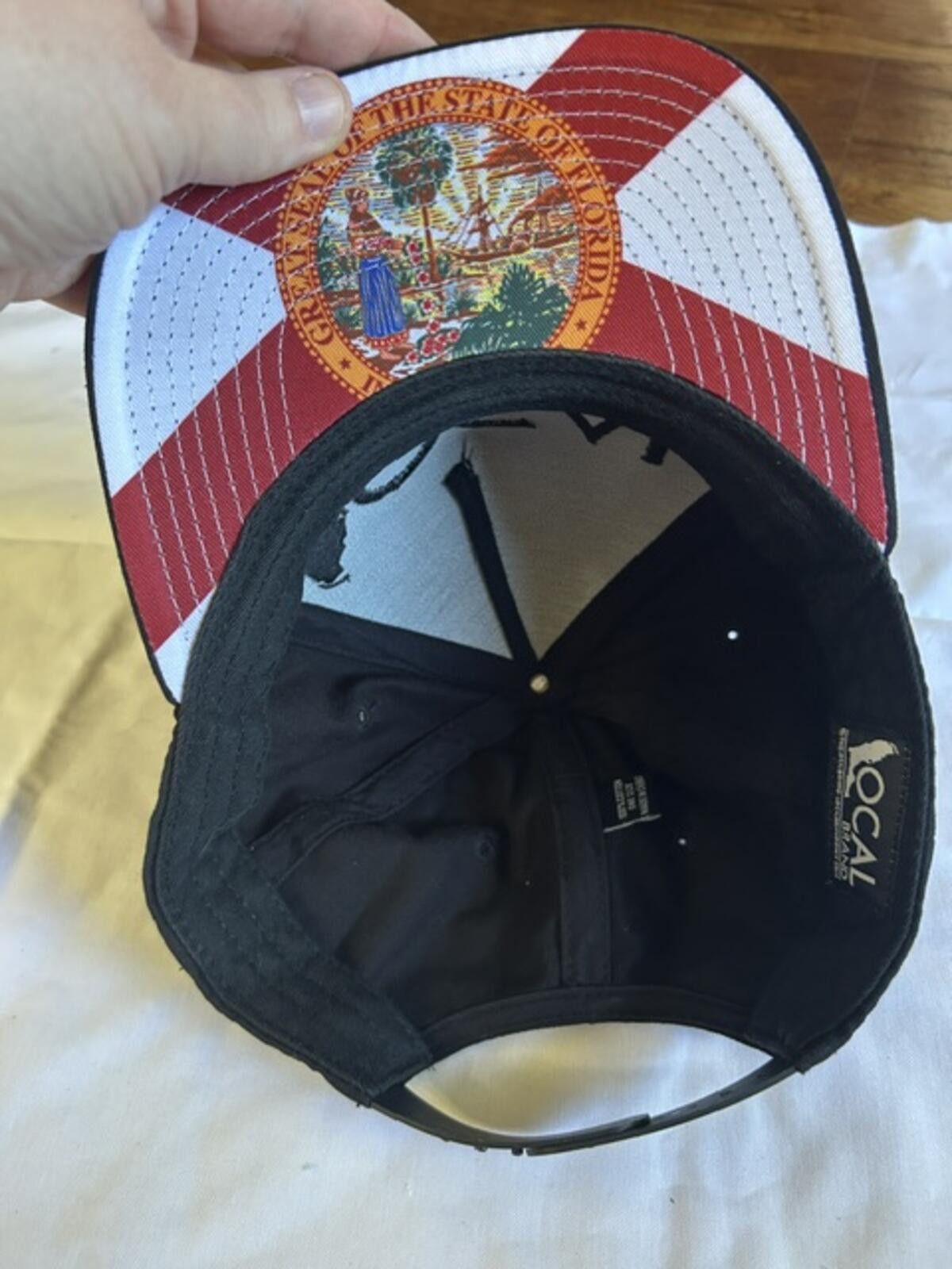 Local Authority Local Black Baseball Cap with Florida State Seal Under Brim Size ONE SIZE - 2 Thumbnail