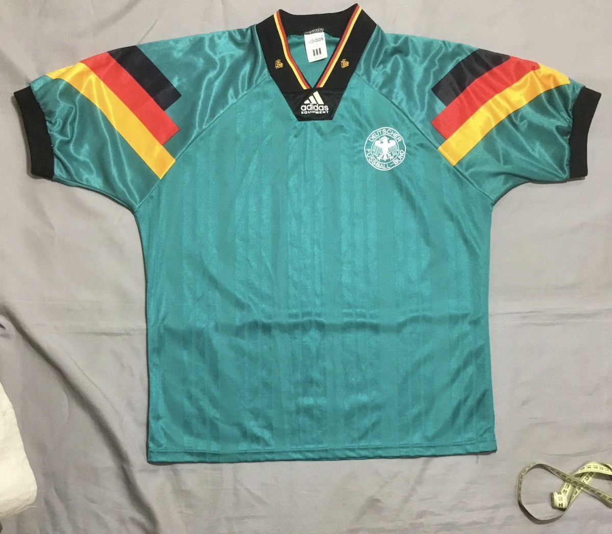 Adidas Germany -1992 - 1994 Away Shirt - Adidas Pit to pit 22" Size US L / EU 52-54 / 3 - 1 Thumbnail