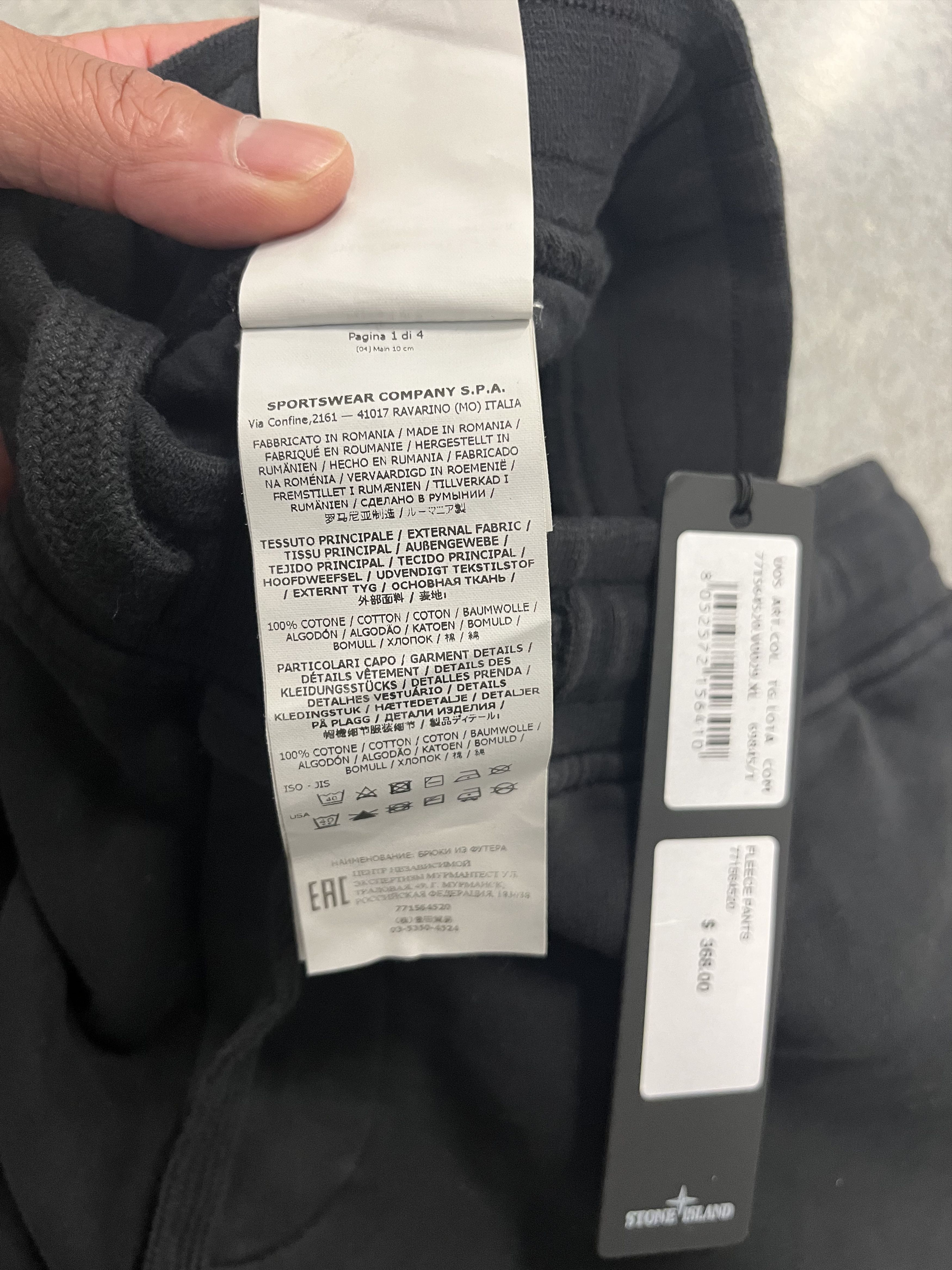 Stone Island Stone Island Brushed Cotton Fleece Slim Fit Sweatpant XL BLK Size US 36 / EU 52 - 7 Thumbnail