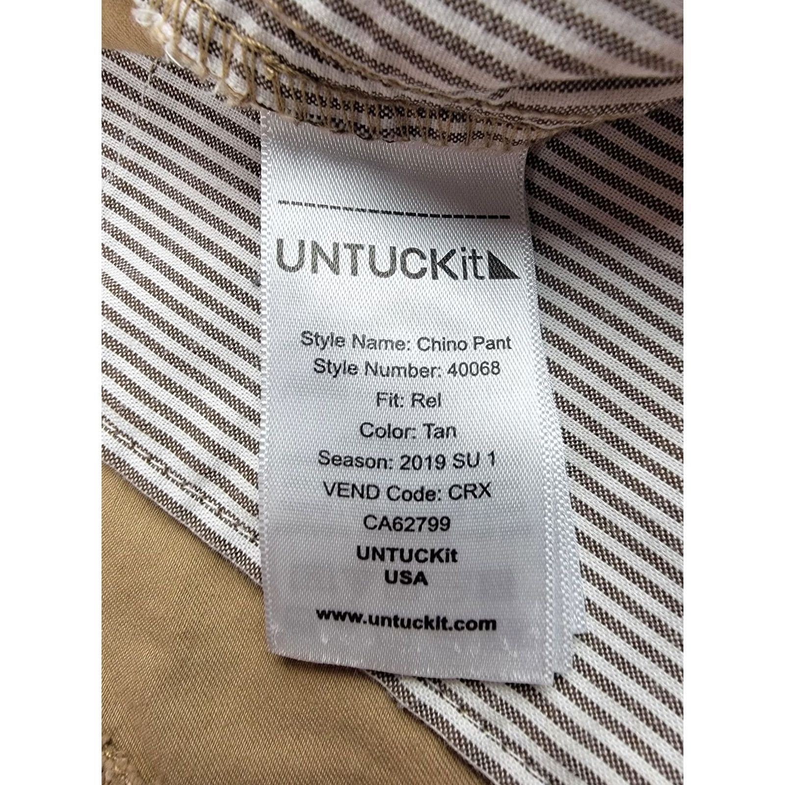 UNTUCKit UNTUCKit Chino Pants Mens 32x32 Tan Relaxed Fit Stretch Pima Cotton Casual Size US 32 / EU 48 - 7 Thumbnail