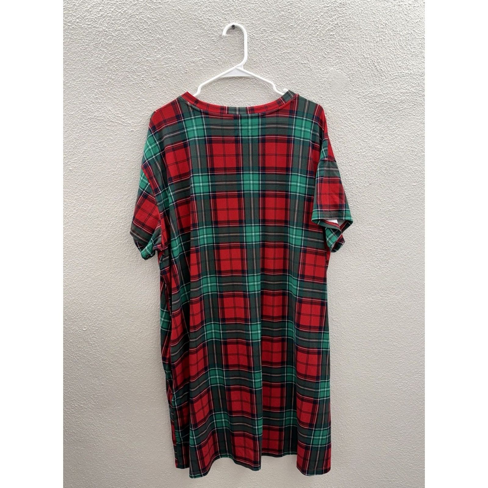 Vintage Joyspun Womens Pajama Nightgown Mumu 2X Holiday Plaid Short Sleeve Red Knit 2X Womens Nightgown Pajama Holiday Bar? Size ONE SIZE - 7 Thumbnail