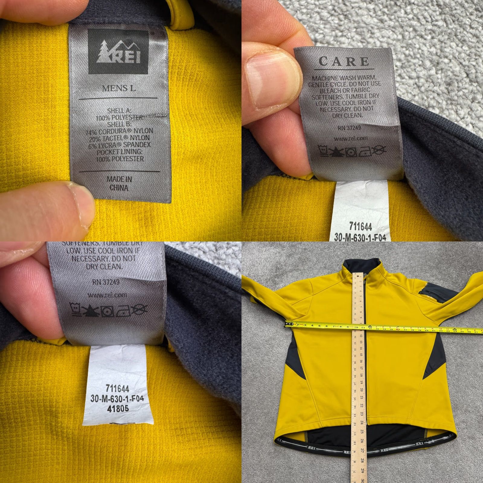 Vintage REI Cycling Softshell Windbreaker Jacket Men Large Yellow Full Zip Outdoor Biker Size US L / EU 52-54 / 3 - 8 Thumbnail