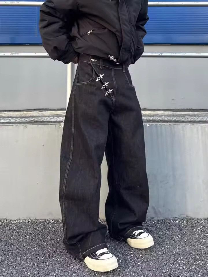 Jean xz denim Button Fly Black Luxury Baggy Jeans Pant Size US 31 - 1 Thumbnail