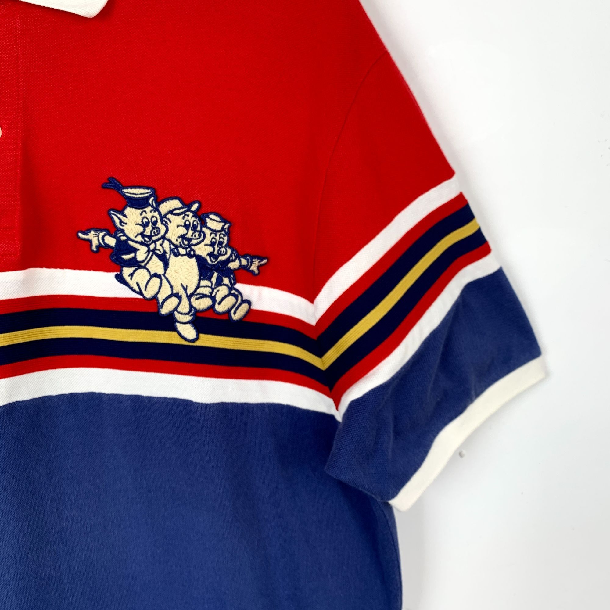Gucci GUCCI Made In Italy Red & Navy Cotton Polo Shirt With Embroi Size US S / EU 44-46 / 1 - 6 Thumbnail