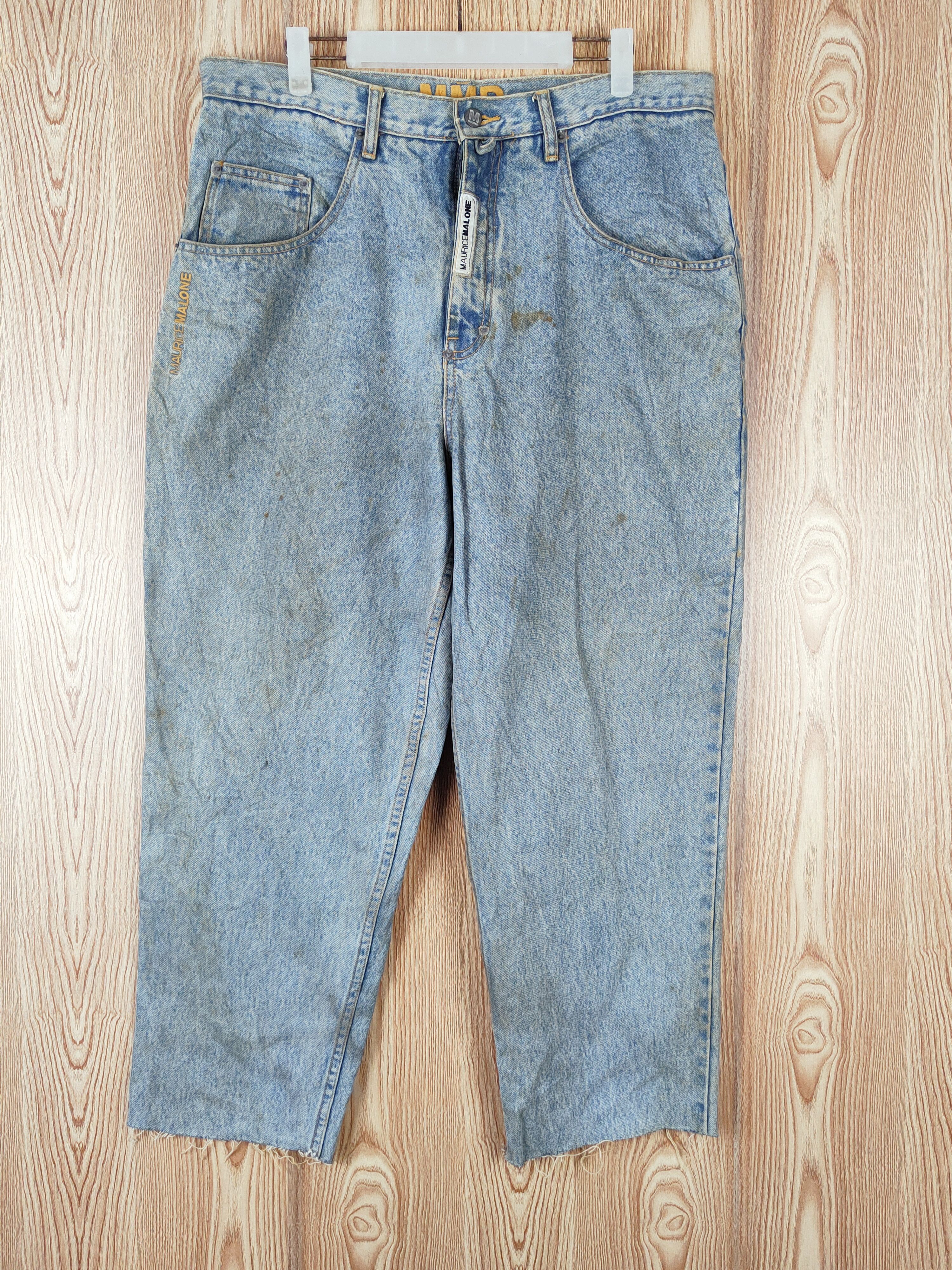 Japanese Brand × Vintage Super Rare Maurice Malone Blue Distressed Ripped Jeans Size US 37 - 1 Thumbnail