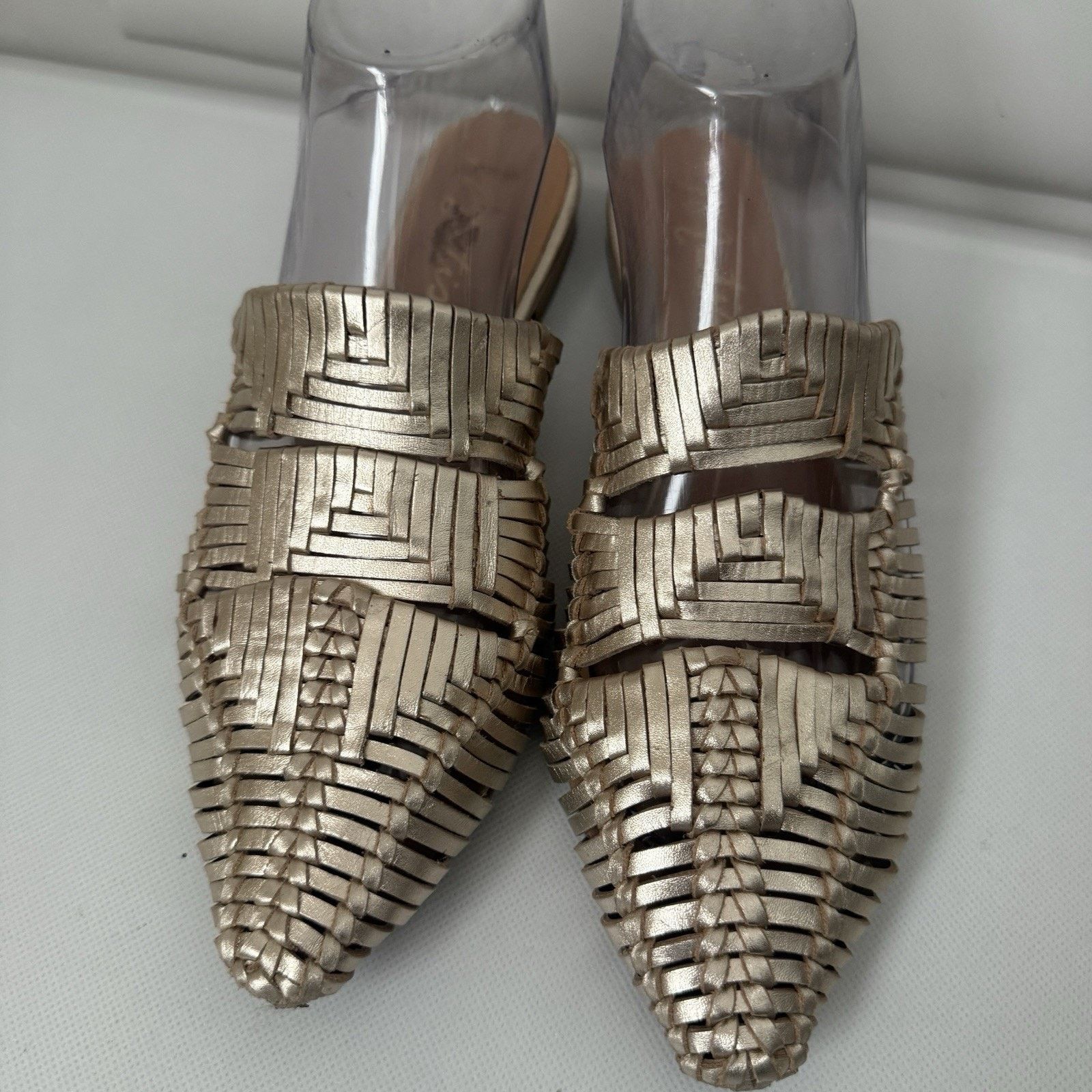 Matisse MATISSE East End Woven Gold Boho Leather Huarache Mules Size US 7 / IT 37 - 2 Thumbnail